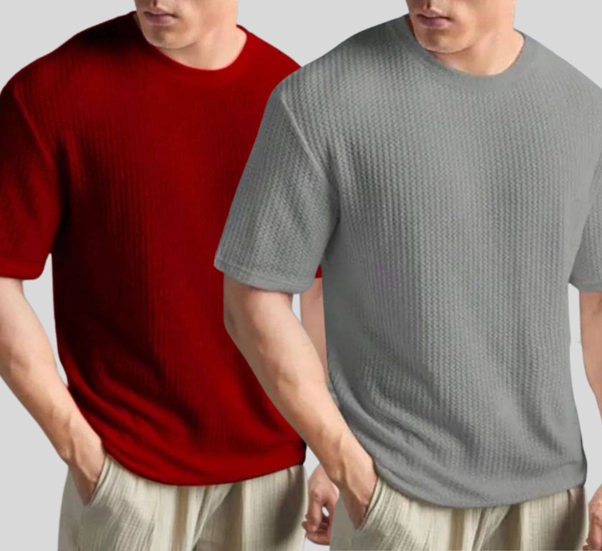     			SHREYNKA Men Cotton Blend Oversized Fit Self Design T-Shirt ( Grey )