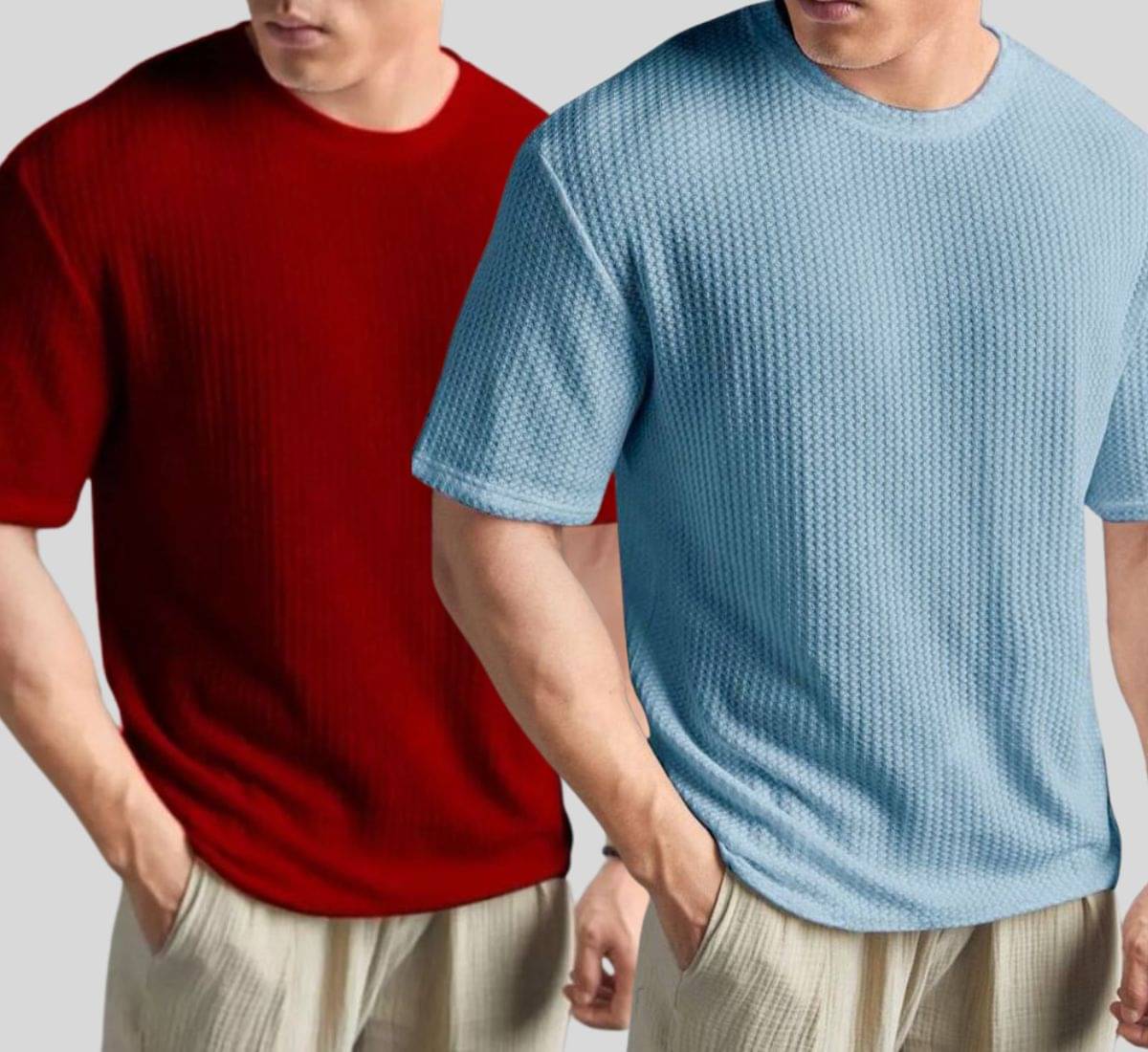     			SHREYNKA Men Cotton Blend Oversized Fit Self Design T-Shirt ( Blue )
