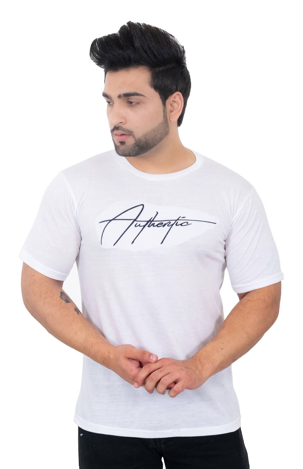 SKYBEN Men Cotton Blend Regular Fit Printed T-Shirt ( White ) SKYBEN Men Cotton Blend Regular Fit Printed T-Shirt ( White )
