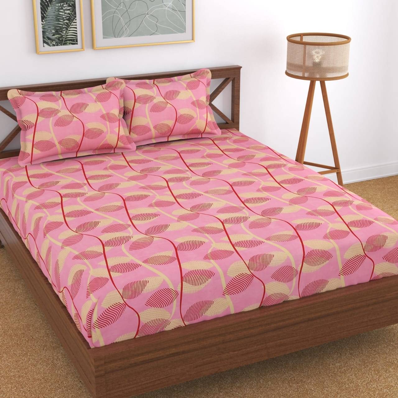 Sky Tex Poly Cotton 1 Double Queen Bedsheet with 2 Pillow Covers ( Pink ) Sky Tex Poly Cotton 1 Double Queen Bedsheet with 2 Pillow Covers ( Pink )