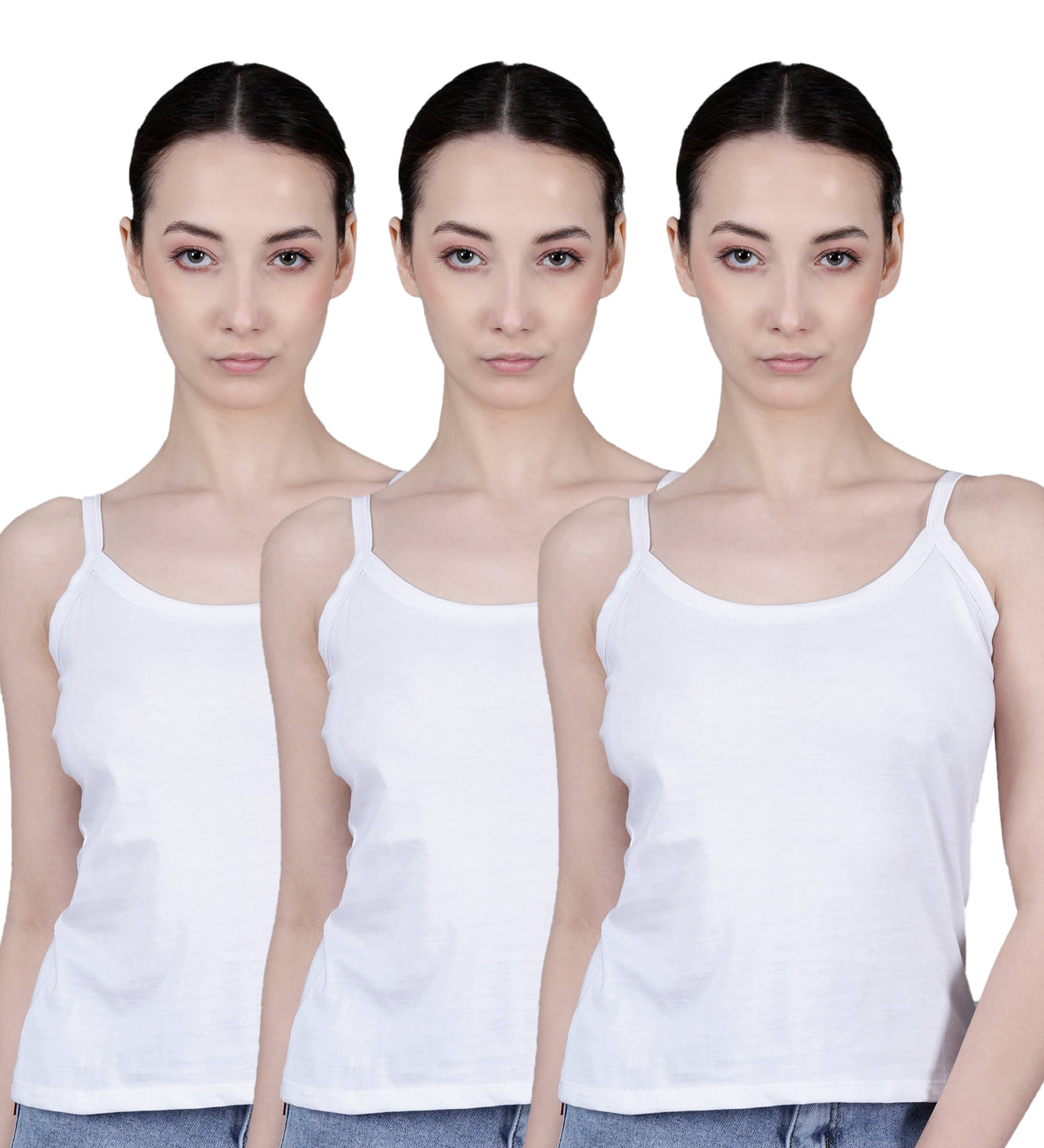 Texfro Pack of 3 Women's Camisole Cotton Slip ( White )     			Texfro Pack of 3 Women's Camisole Cotton Slip ( White )