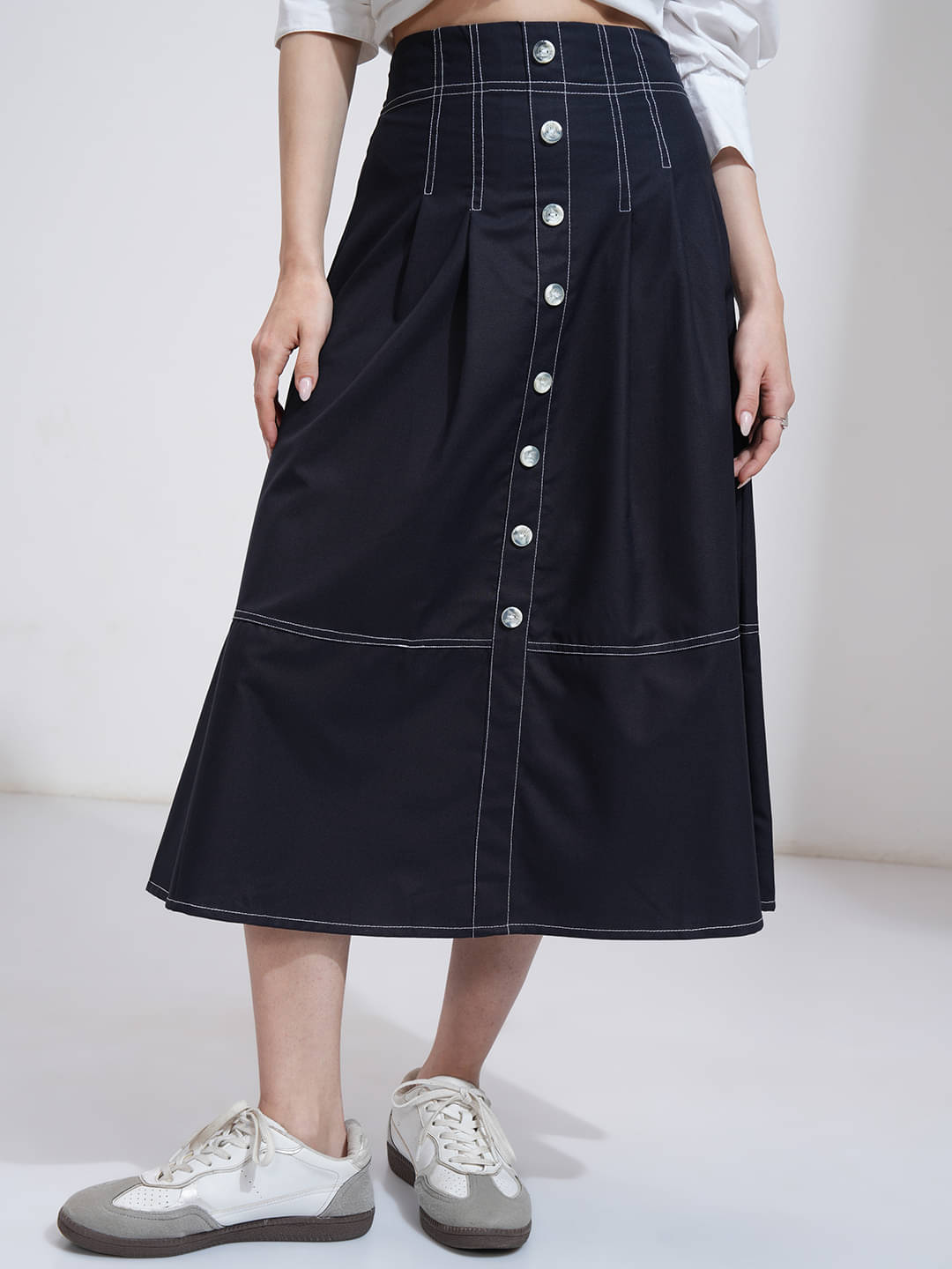     			Tokyo Talkies Navy Blue Polyester Women's A-Line Skirt ( Pack of 1 )