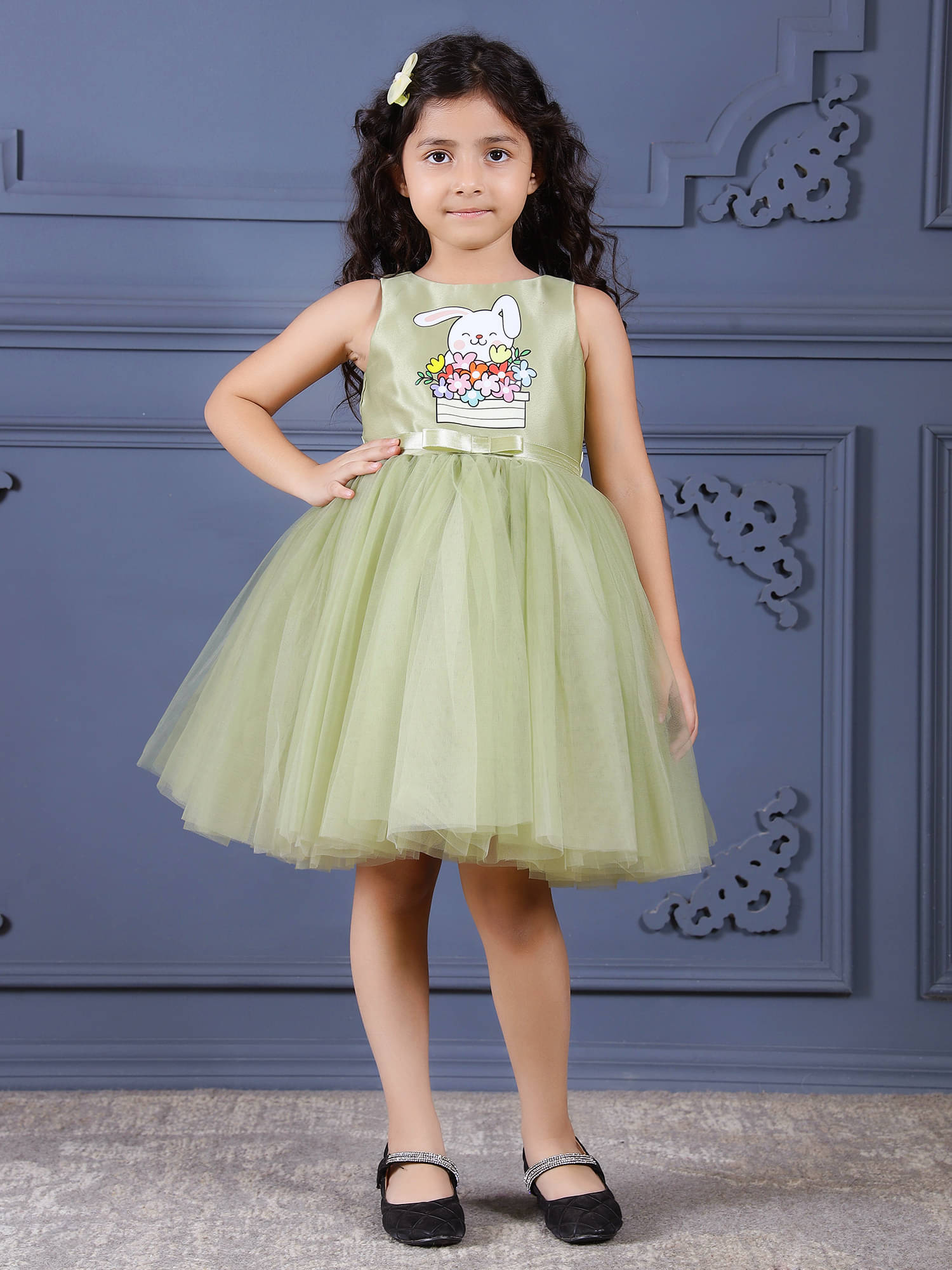     			Toy Balloon Kids Net Dress For Girls ( Pack of 1 , Green )