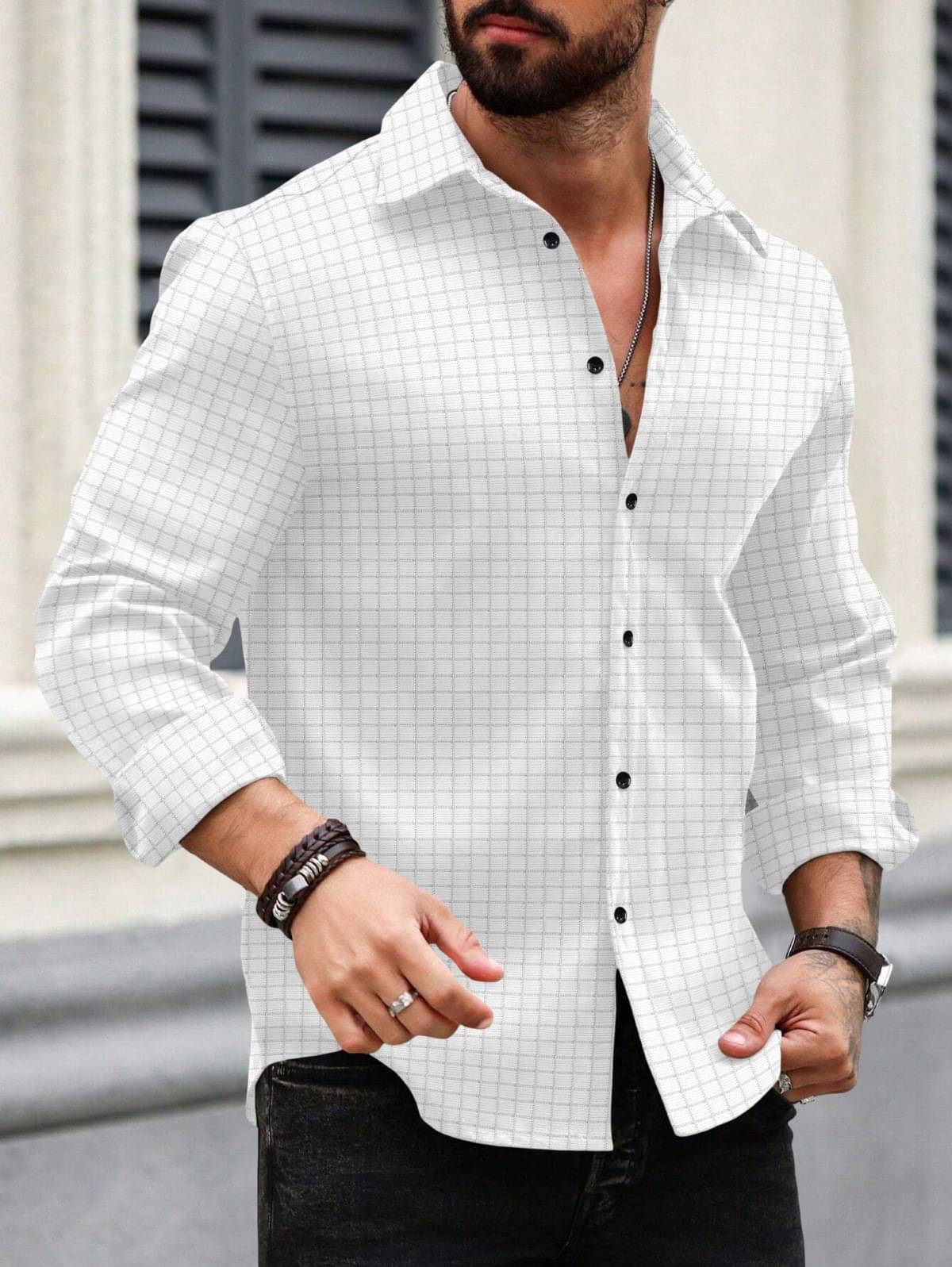     			VELLOSTA Poly Cotton Regular Fit Checks Full Sleeves Men's Casual Shirt - White ( Pack of 1 )