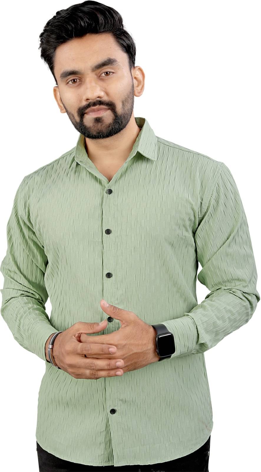     			VELLOSTA Polyester Regular Fit Self Design Full Sleeves Men's Casual Shirt - Light Green ( Pack of 1 )