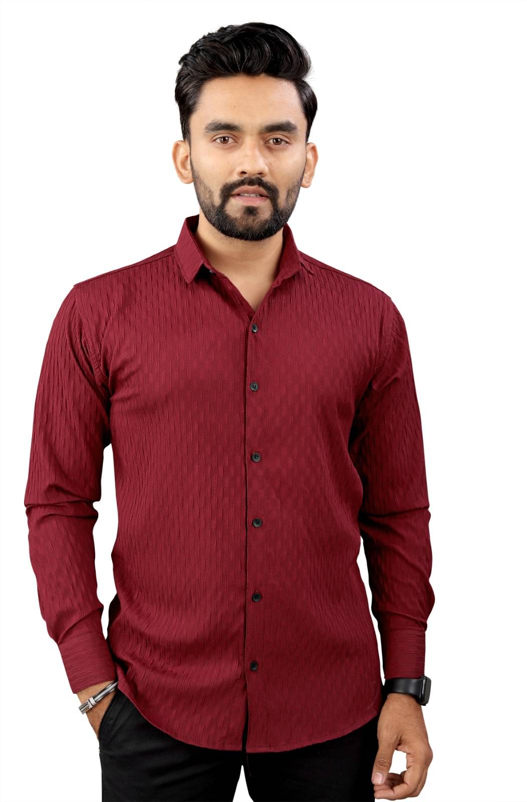 VELLOSTA Polyester Regular Fit Self Design Full Sleeves Men's Casual Shirt - Maroon ( Pack of 1 ) VELLOSTA Polyester Regular Fit Self Design Full Sleeves Men's Casual Shirt - Maroon ( Pack of 1 )