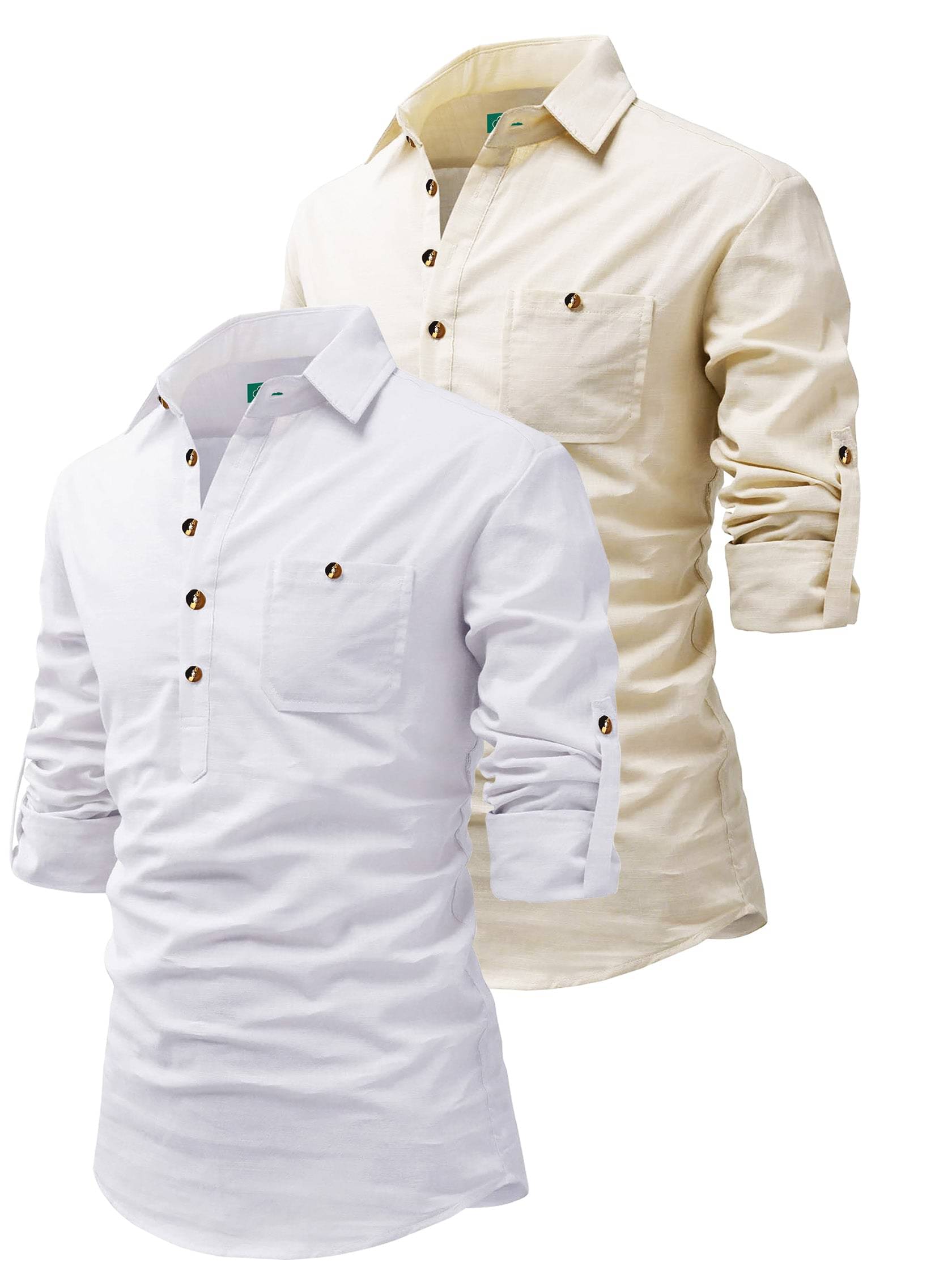     			VIMASUTI Beige Cotton Men's Regular Kurta ( Pack of 2 )