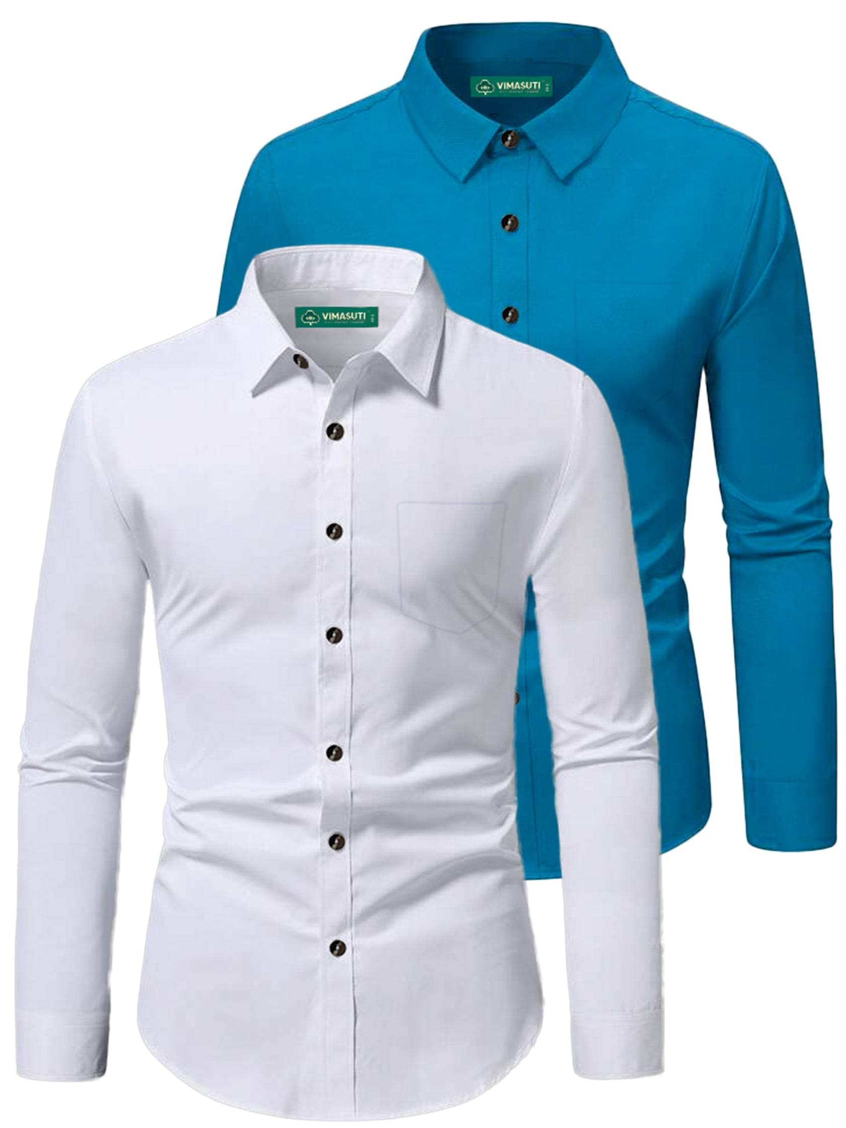     			VIMASUTI Cotton Blend Slim Fit Full Sleeves Men's Formal Shirt - Turquoise ( Pack of 2 )