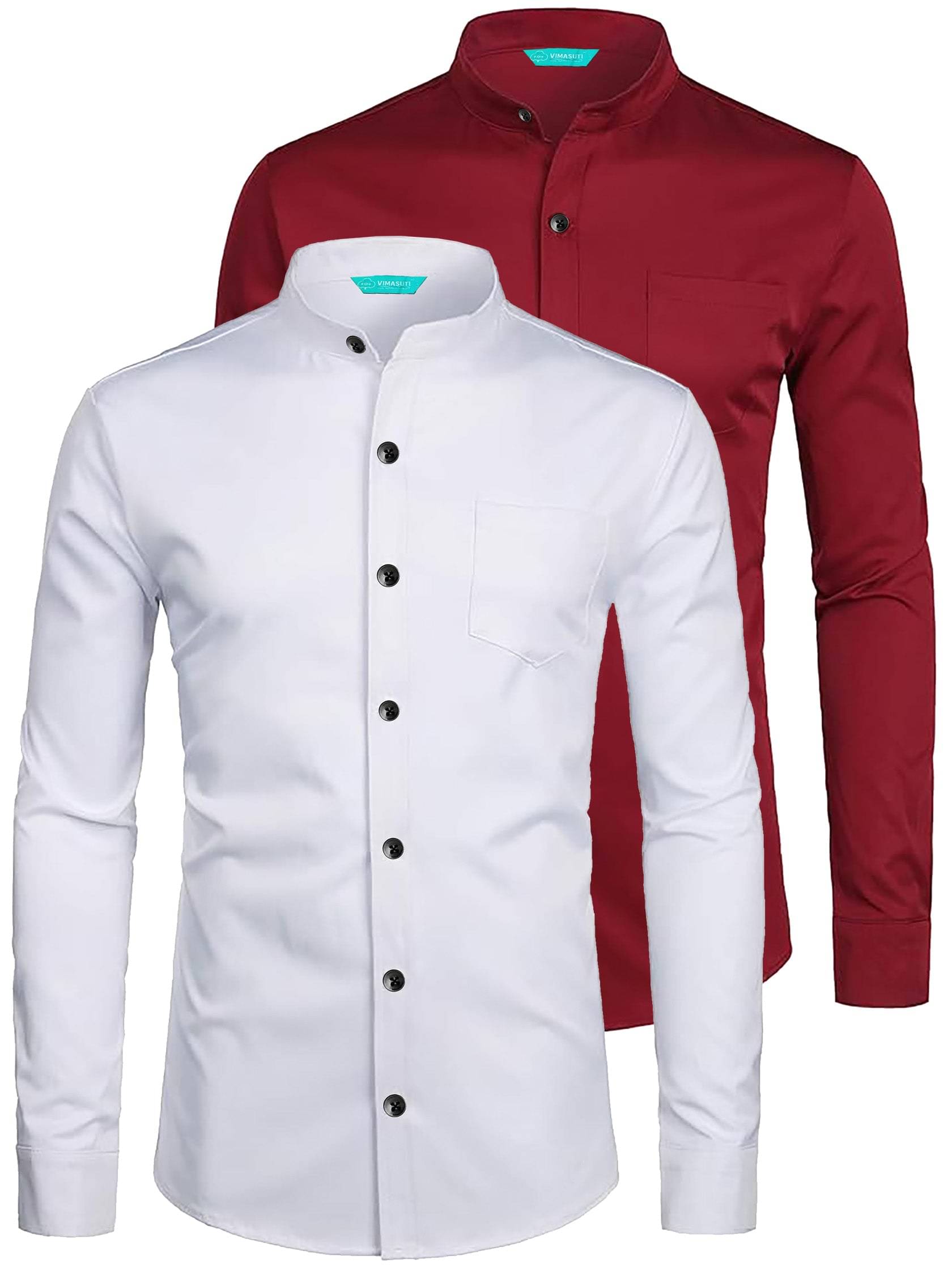 VIMASUTI Cotton Blend Slim Fit Solids Full Sleeves Men's Casual Shirt - Maroon ( Pack of 2 ) VIMASUTI Cotton Blend Slim Fit Solids Full Sleeves Men's Casual Shirt - Maroon ( Pack of 2 )