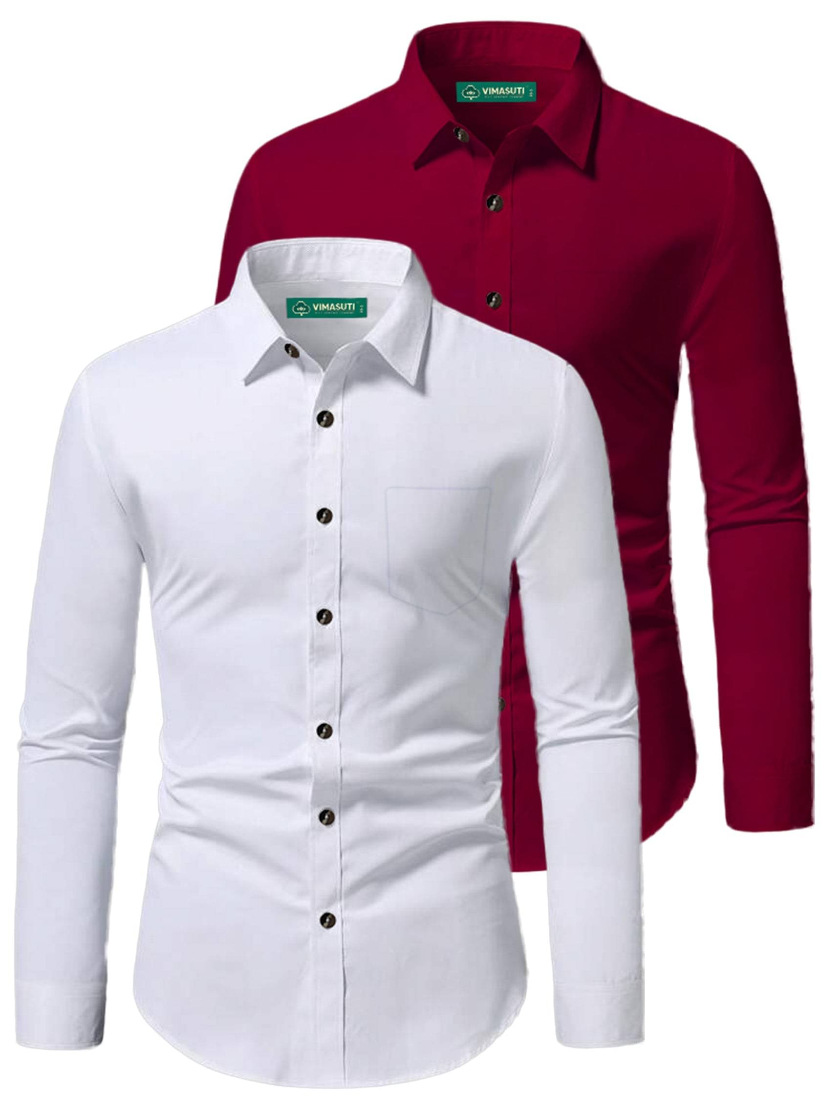     			VIMASUTI Cotton Blend Slim Fit Full Sleeves Men's Formal Shirt - Maroon ( Pack of 2 )