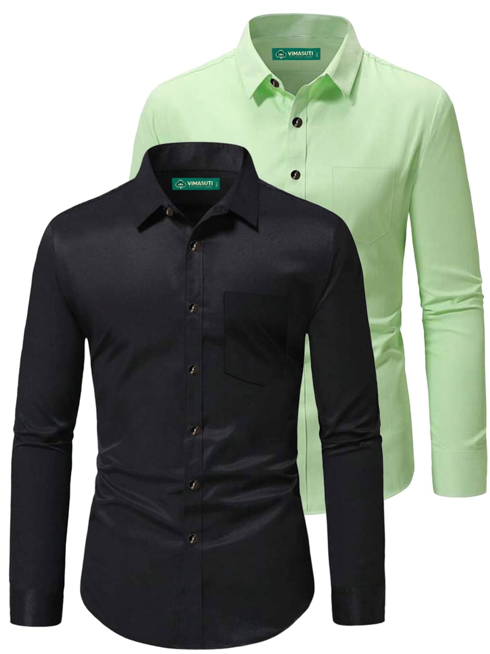     			VIMASUTI Cotton Blend Slim Fit Full Sleeves Men's Formal Shirt - Sea Green ( Pack of 2 )