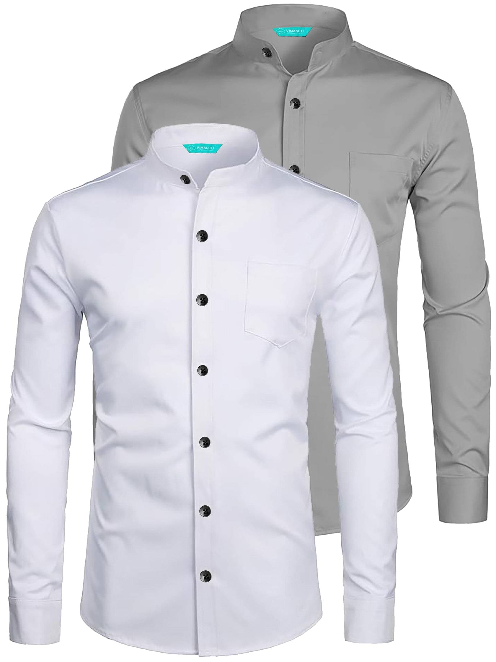 VIMASUTI Cotton Blend Slim Fit Solids Full Sleeves Men's Casual Shirt - Grey ( Pack of 2 ) VIMASUTI Cotton Blend Slim Fit Solids Full Sleeves Men's Casual Shirt - Grey ( Pack of 2 )