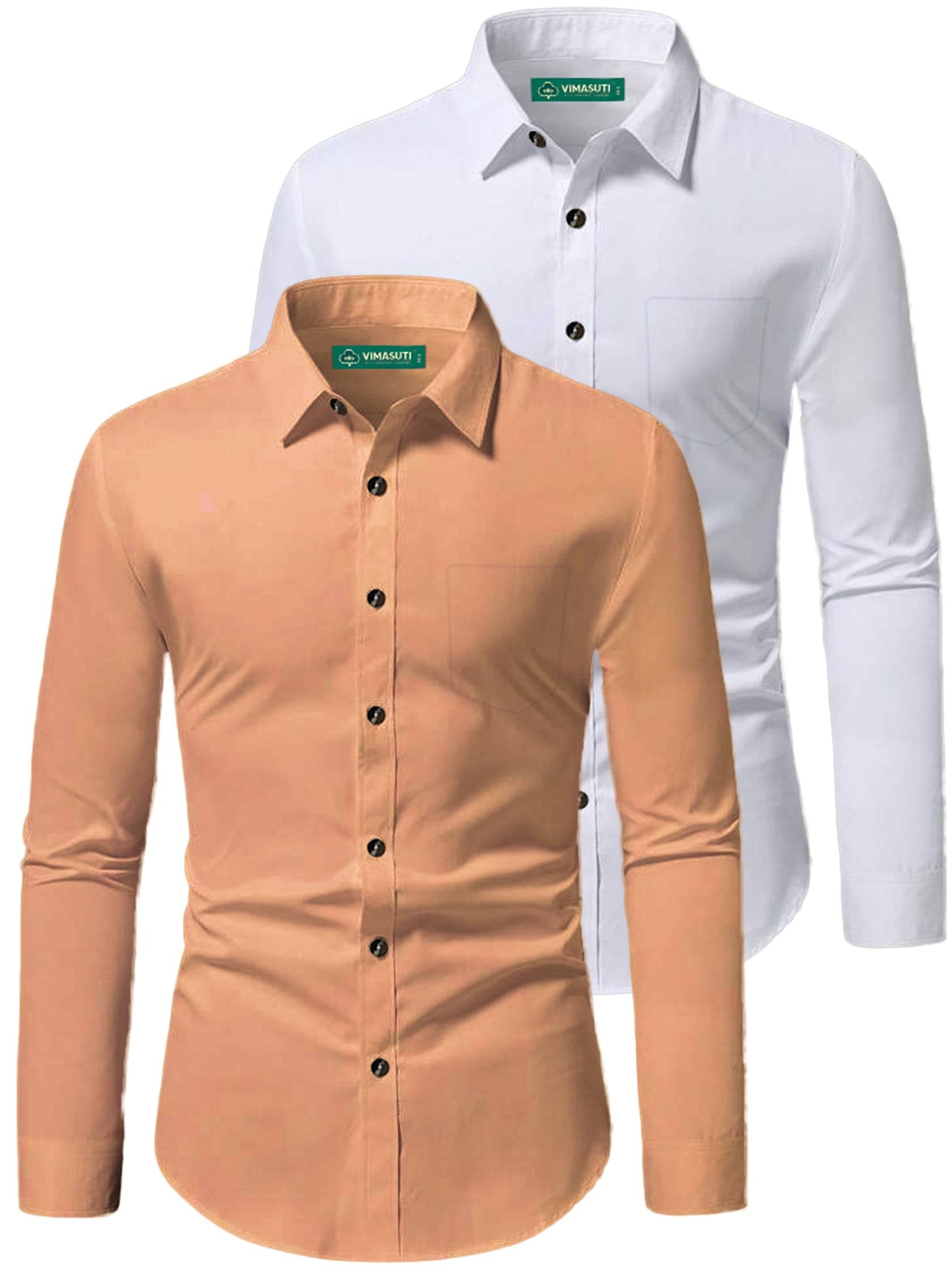     			VIMASUTI Cotton Blend Slim Fit Full Sleeves Men's Formal Shirt - Orange ( Pack of 2 )