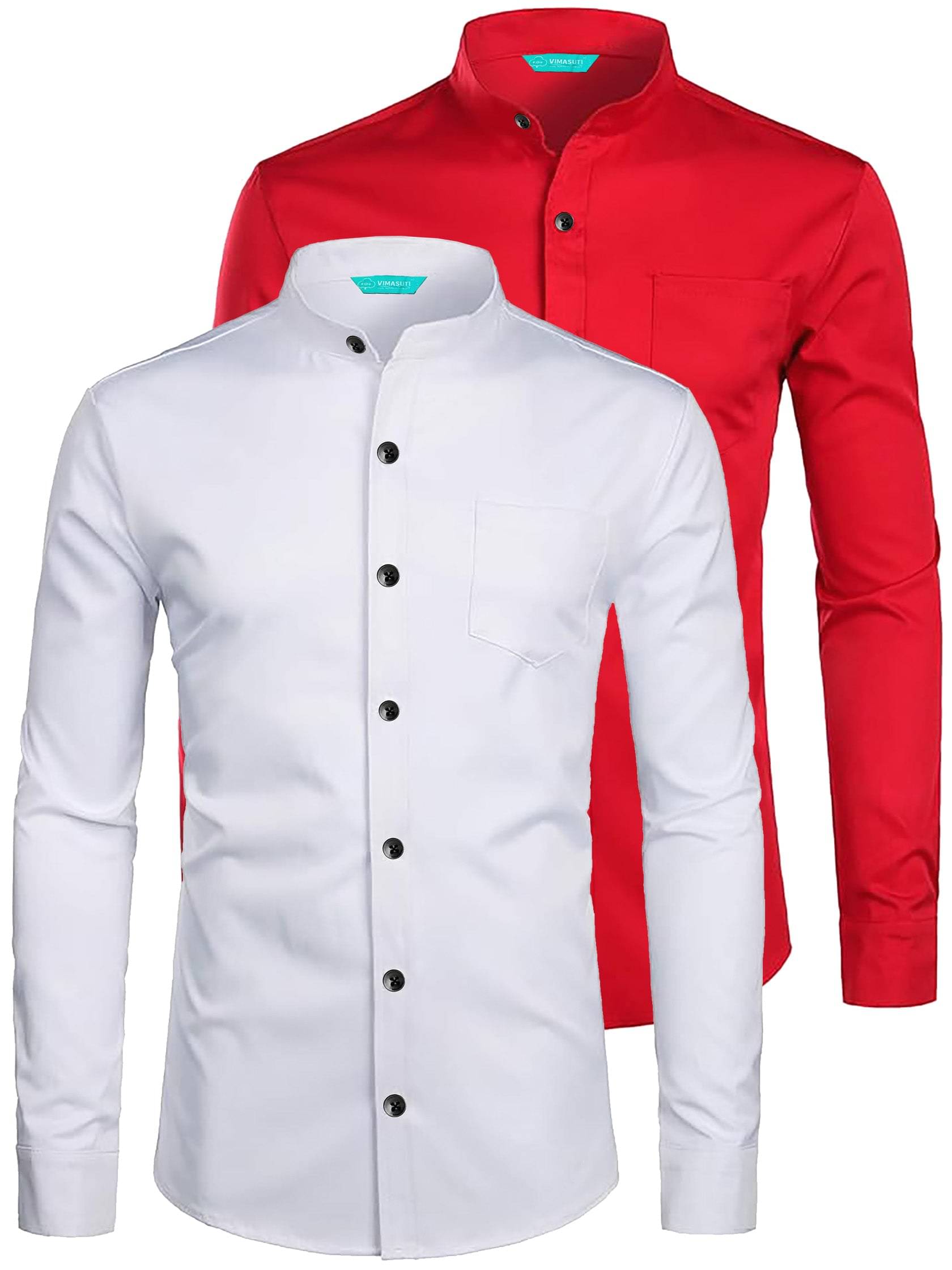 VIMASUTI Cotton Blend Slim Fit Solids Full Sleeves Men's Casual Shirt - Red ( Pack of 2 ) VIMASUTI Cotton Blend Slim Fit Solids Full Sleeves Men's Casual Shirt - Red ( Pack of 2 )