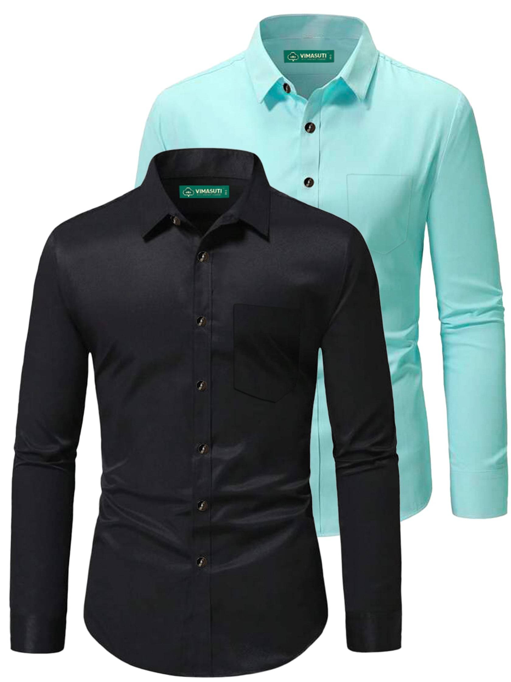     			VIMASUTI Cotton Blend Slim Fit Full Sleeves Men's Formal Shirt - Light Blue ( Pack of 2 )
