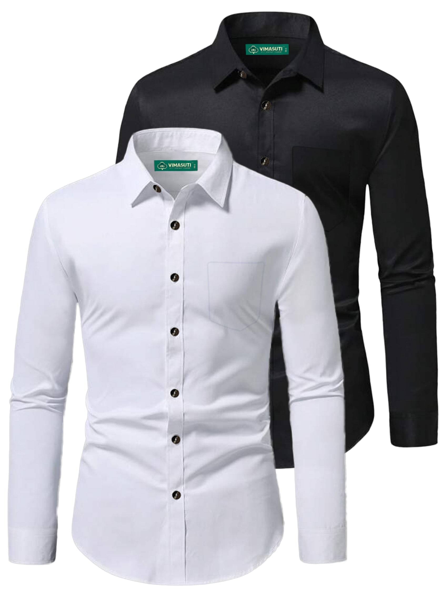 VIMASUTI Cotton Blend Slim Fit Full Sleeves Men's Formal Shirt - Black ( Pack of 2 ) VIMASUTI Cotton Blend Slim Fit Full Sleeves Men's Formal Shirt - Black ( Pack of 2 )