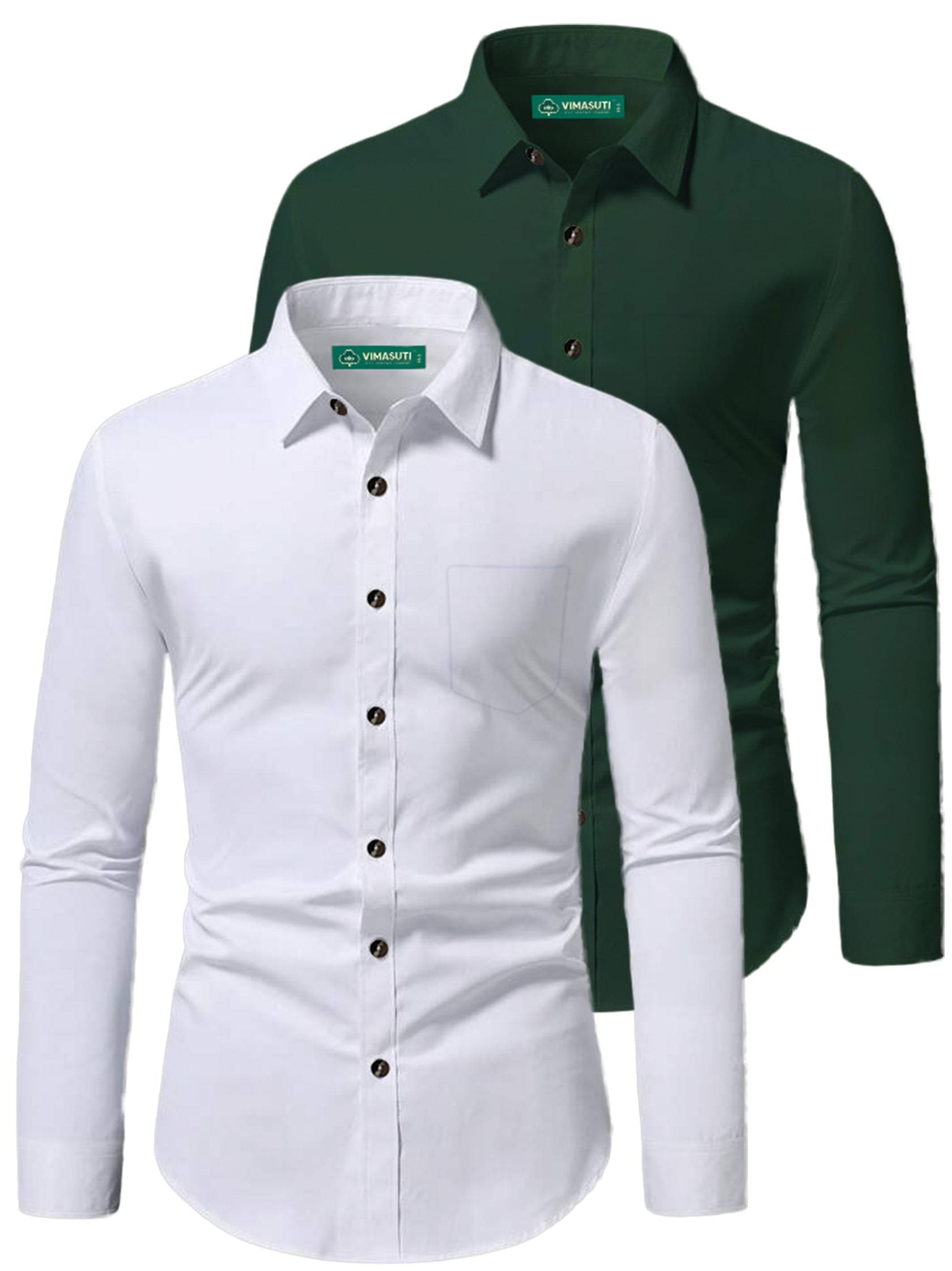 VIMASUTI Cotton Blend Slim Fit Full Sleeves Men's Formal Shirt - Green ( Pack of 2 ) VIMASUTI Cotton Blend Slim Fit Full Sleeves Men's Formal Shirt - Green ( Pack of 2 )