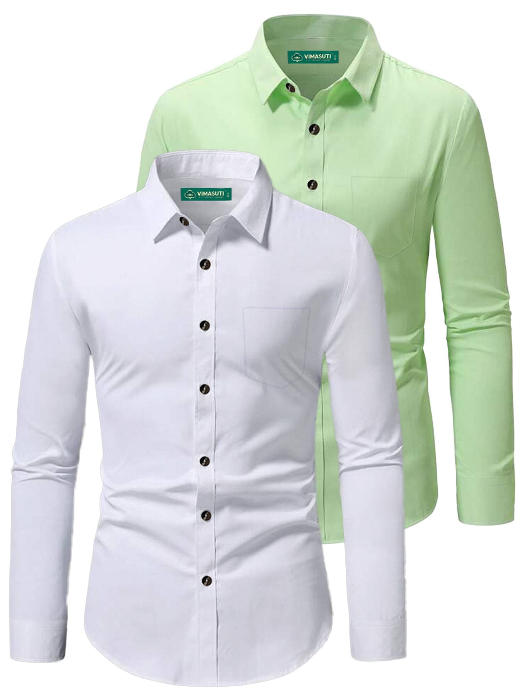     			VIMASUTI Cotton Blend Slim Fit Full Sleeves Men's Formal Shirt - Sea Green ( Pack of 2 )