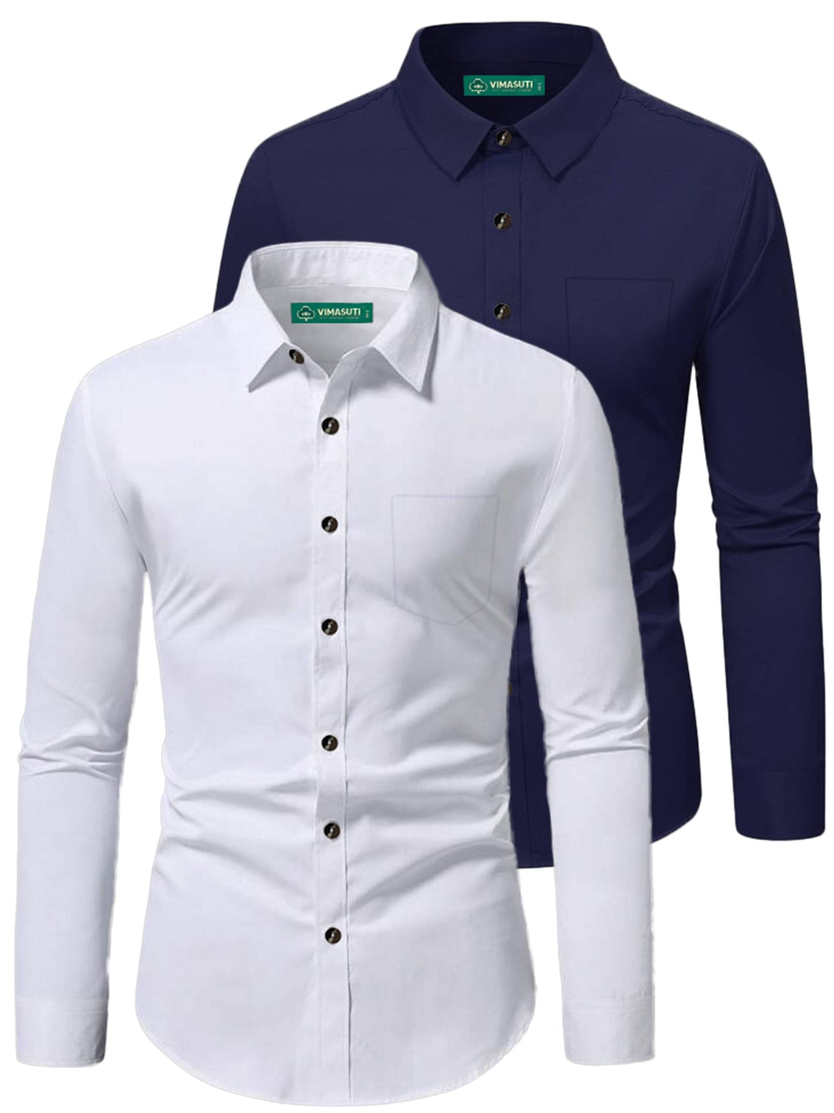 VIMASUTI Cotton Blend Slim Fit Full Sleeves Men's Formal Shirt - Navy Blue ( Pack of 2 ) VIMASUTI Cotton Blend Slim Fit Full Sleeves Men's Formal Shirt - Navy Blue ( Pack of 2 )