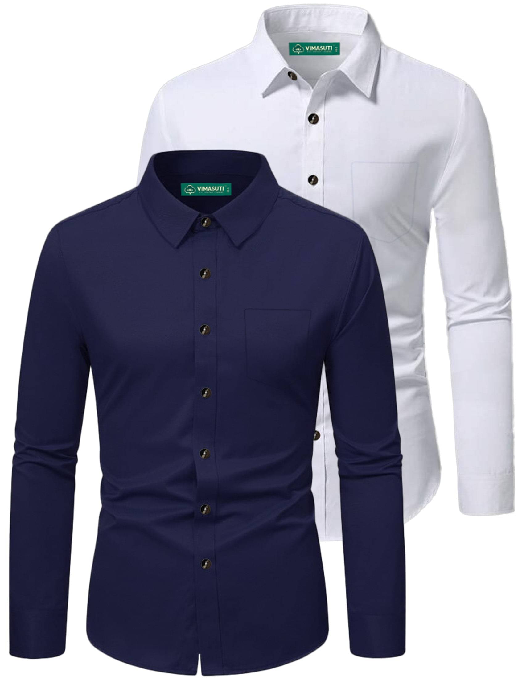 VIMASUTI Cotton Blend Slim Fit Full Sleeves Men's Formal Shirt - Navy Blue ( Pack of 2 ) VIMASUTI Cotton Blend Slim Fit Full Sleeves Men's Formal Shirt - Navy Blue ( Pack of 2 )