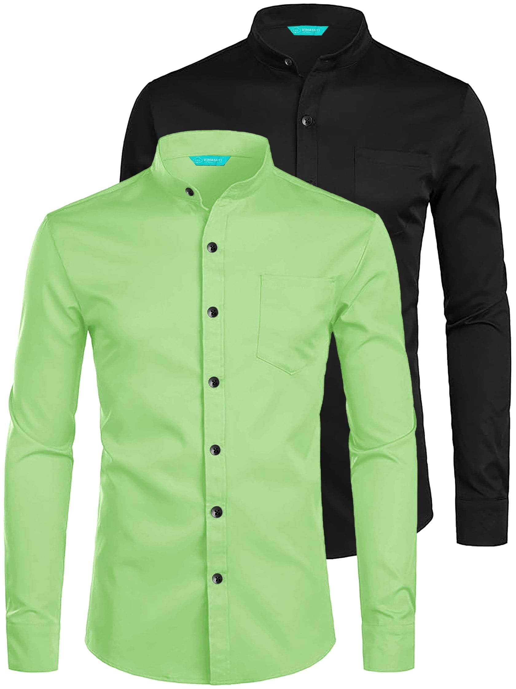     			VIMASUTI Cotton Blend Slim Fit Solids Full Sleeves Men's Casual Shirt - Sea Green ( Pack of 2 )