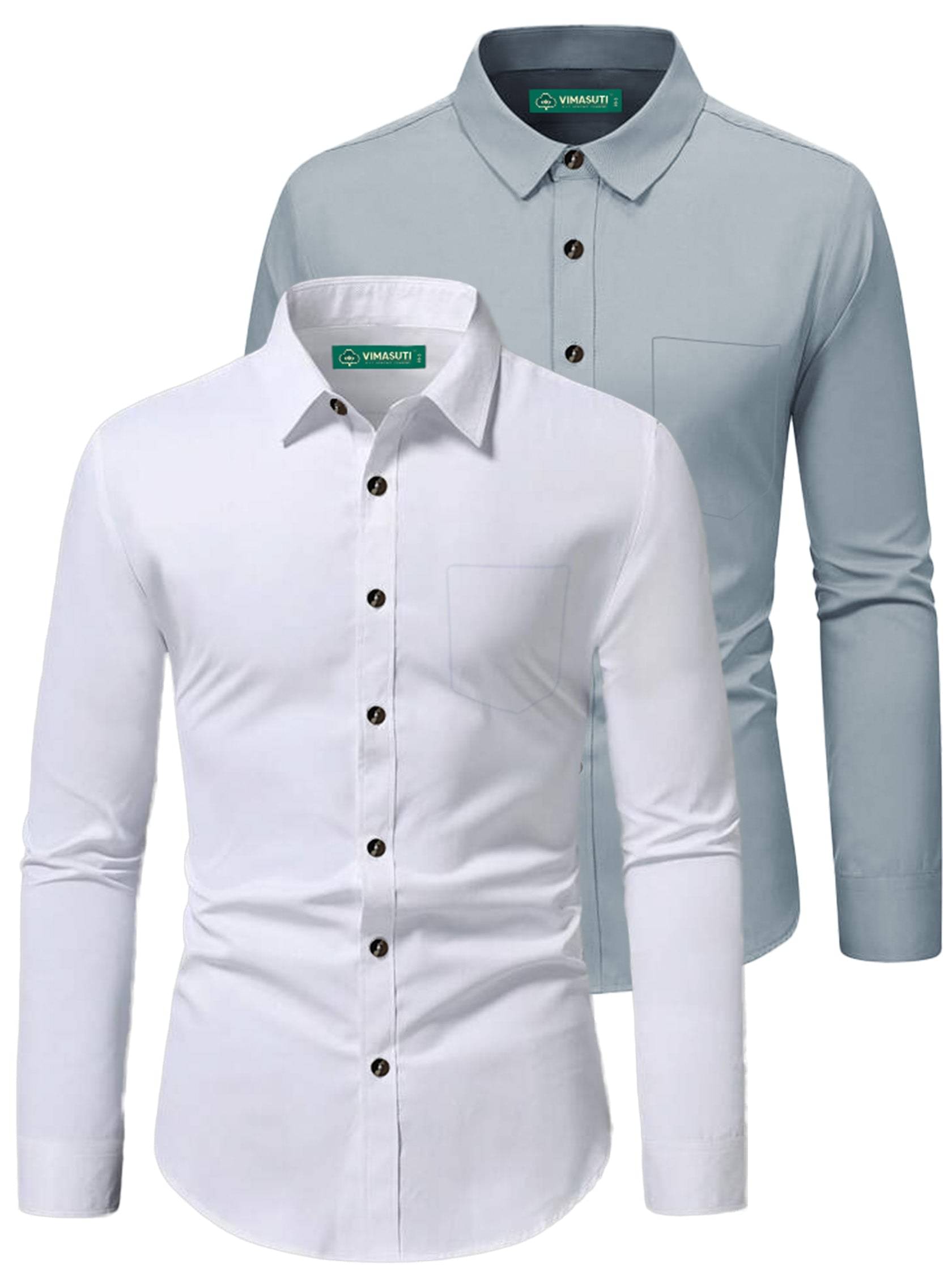     			VIMASUTI Cotton Blend Slim Fit Full Sleeves Men's Formal Shirt - Grey ( Pack of 2 )