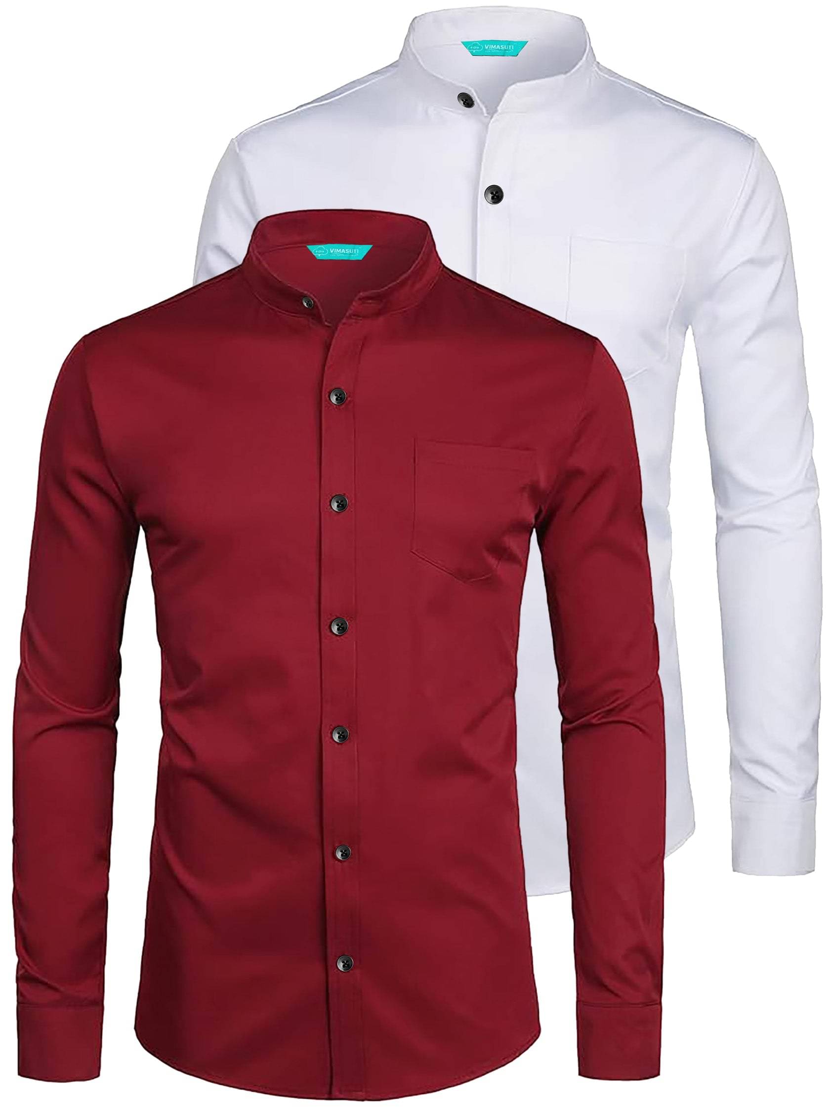 VIMASUTI Cotton Blend Slim Fit Solids Full Sleeves Men's Casual Shirt - Maroon ( Pack of 2 ) VIMASUTI Cotton Blend Slim Fit Solids Full Sleeves Men's Casual Shirt - Maroon ( Pack of 2 )