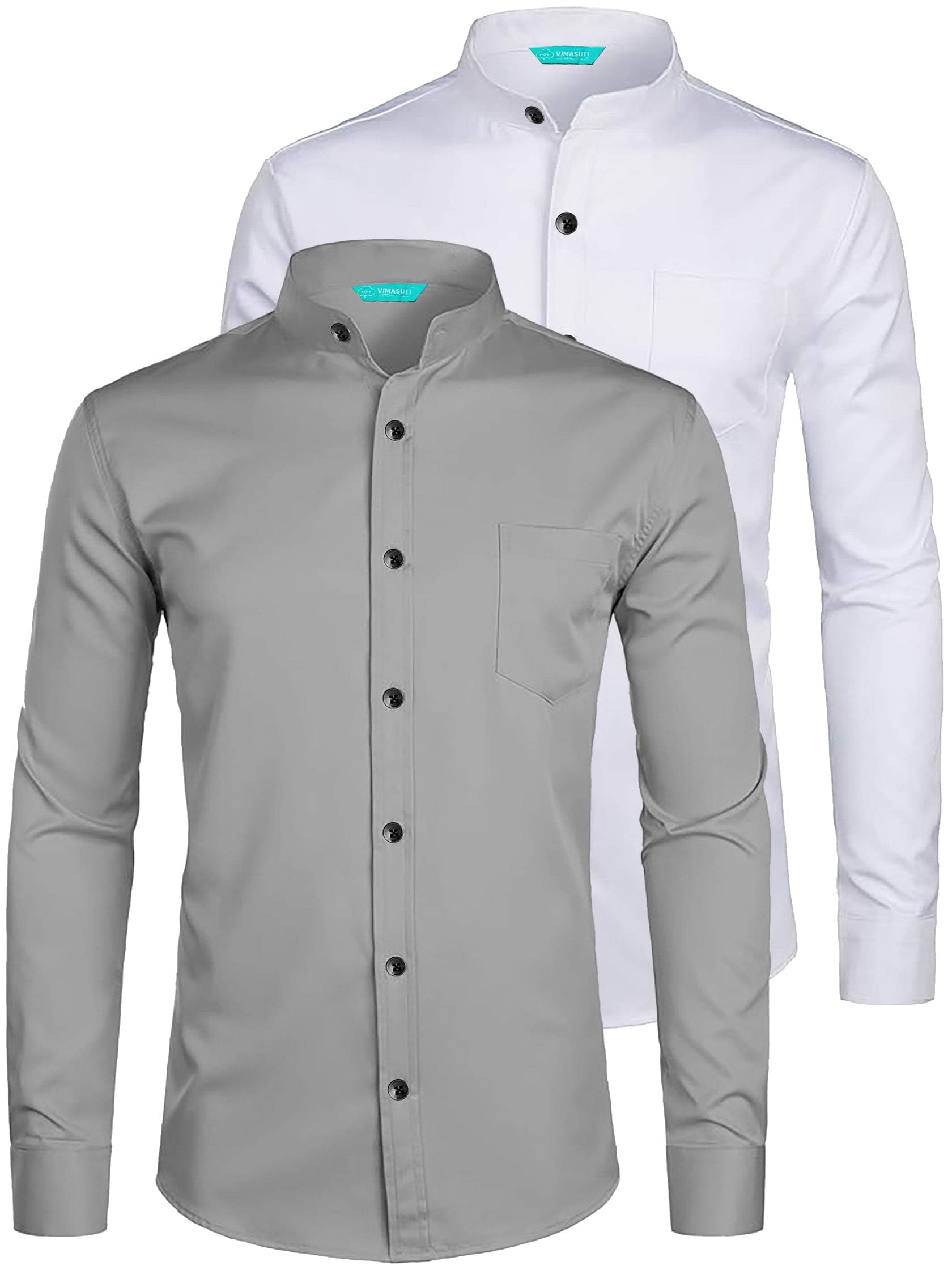 VIMASUTI Cotton Blend Slim Fit Solids Full Sleeves Men's Casual Shirt - Grey ( Pack of 2 ) VIMASUTI Cotton Blend Slim Fit Solids Full Sleeves Men's Casual Shirt - Grey ( Pack of 2 )
