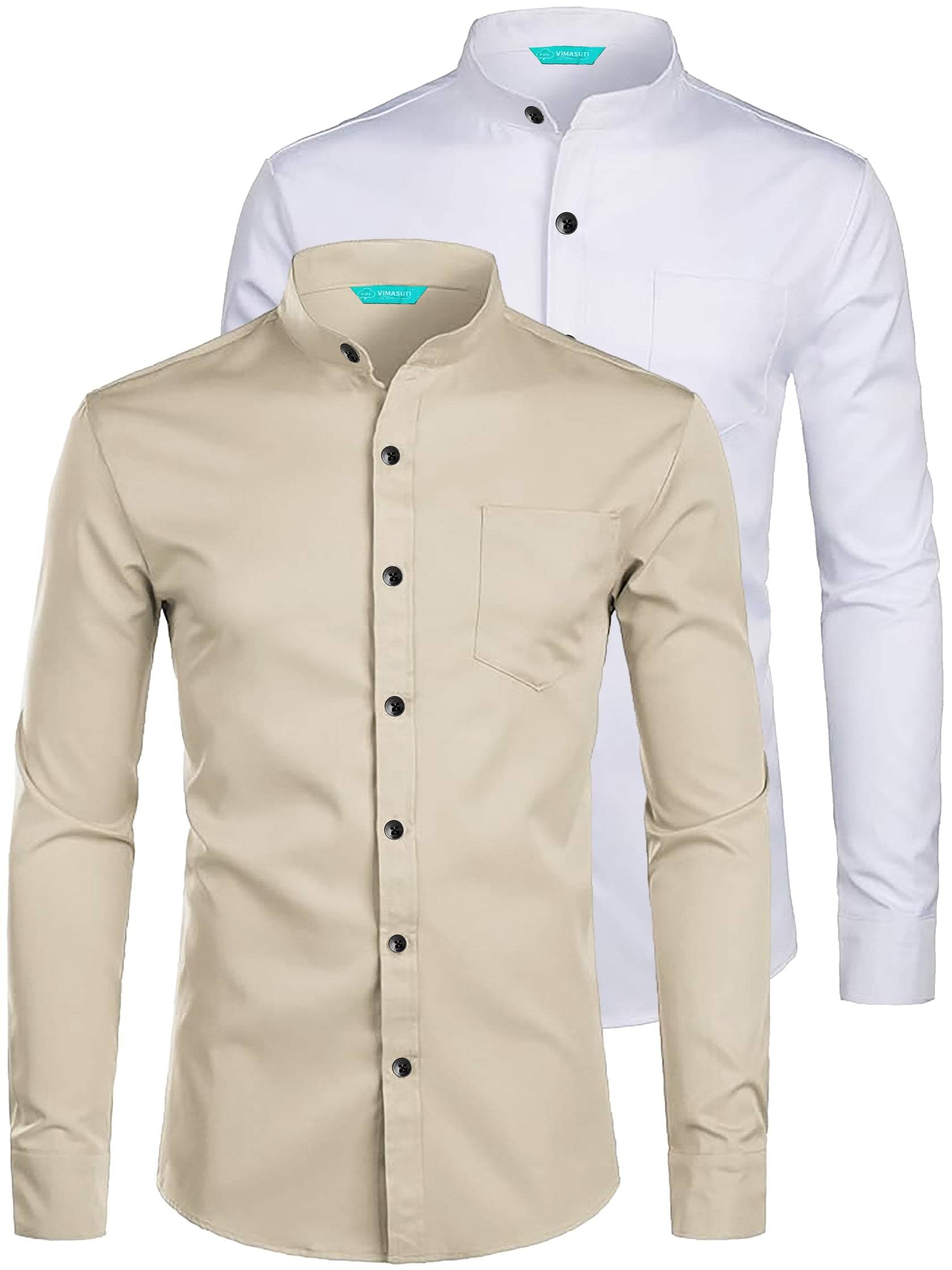VIMASUTI Cotton Blend Slim Fit Solids Full Sleeves Men's Casual Shirt - Beige ( Pack of 2 ) VIMASUTI Cotton Blend Slim Fit Solids Full Sleeves Men's Casual Shirt - Beige ( Pack of 2 )