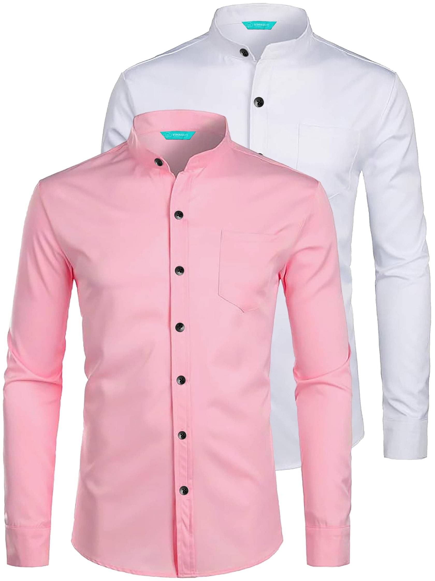 VIMASUTI Cotton Blend Slim Fit Solids Full Sleeves Men's Casual Shirt - Peach ( Pack of 2 )     			VIMASUTI Cotton Blend Slim Fit Solids Full Sleeves Men's Casual Shirt - Peach ( Pack of 2 )
