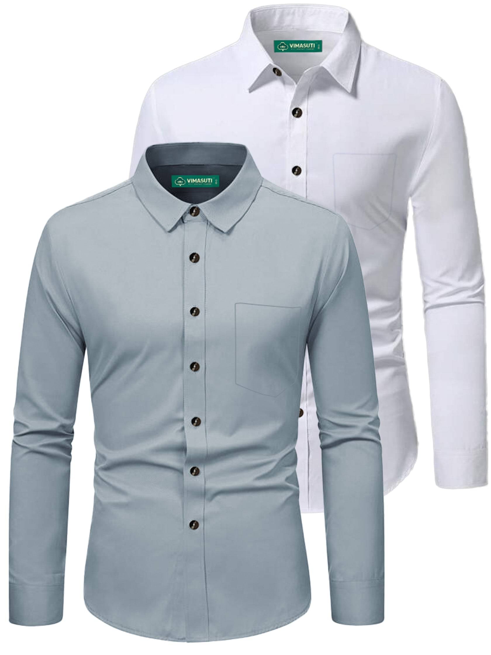     			VIMASUTI Cotton Blend Slim Fit Full Sleeves Men's Formal Shirt - Grey ( Pack of 2 )