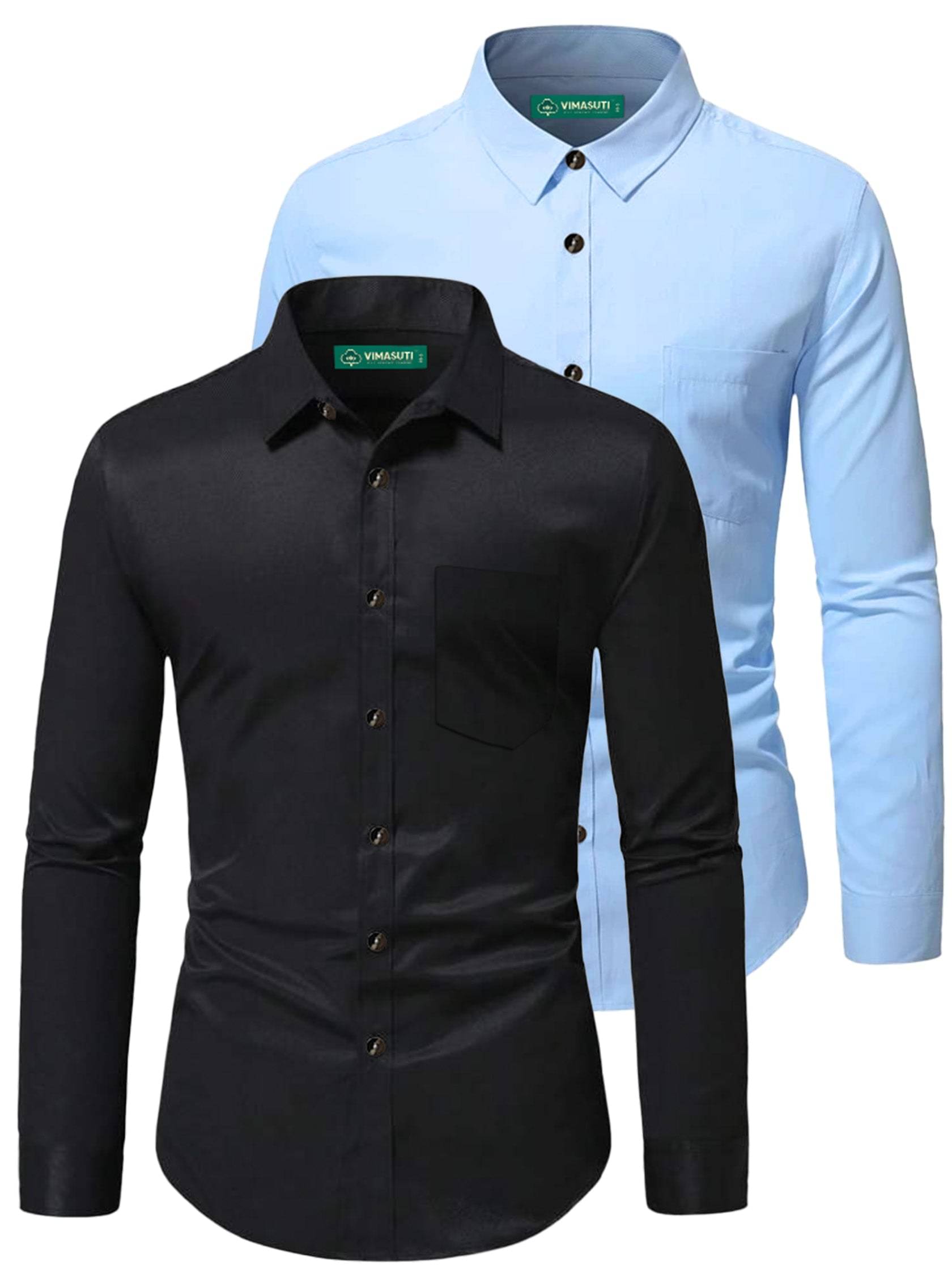 VIMASUTI Cotton Blend Slim Fit Full Sleeves Men's Formal Shirt - Mint Green ( Pack of 2 )     			VIMASUTI Cotton Blend Slim Fit Full Sleeves Men's Formal Shirt - Mint Green ( Pack of 2 )