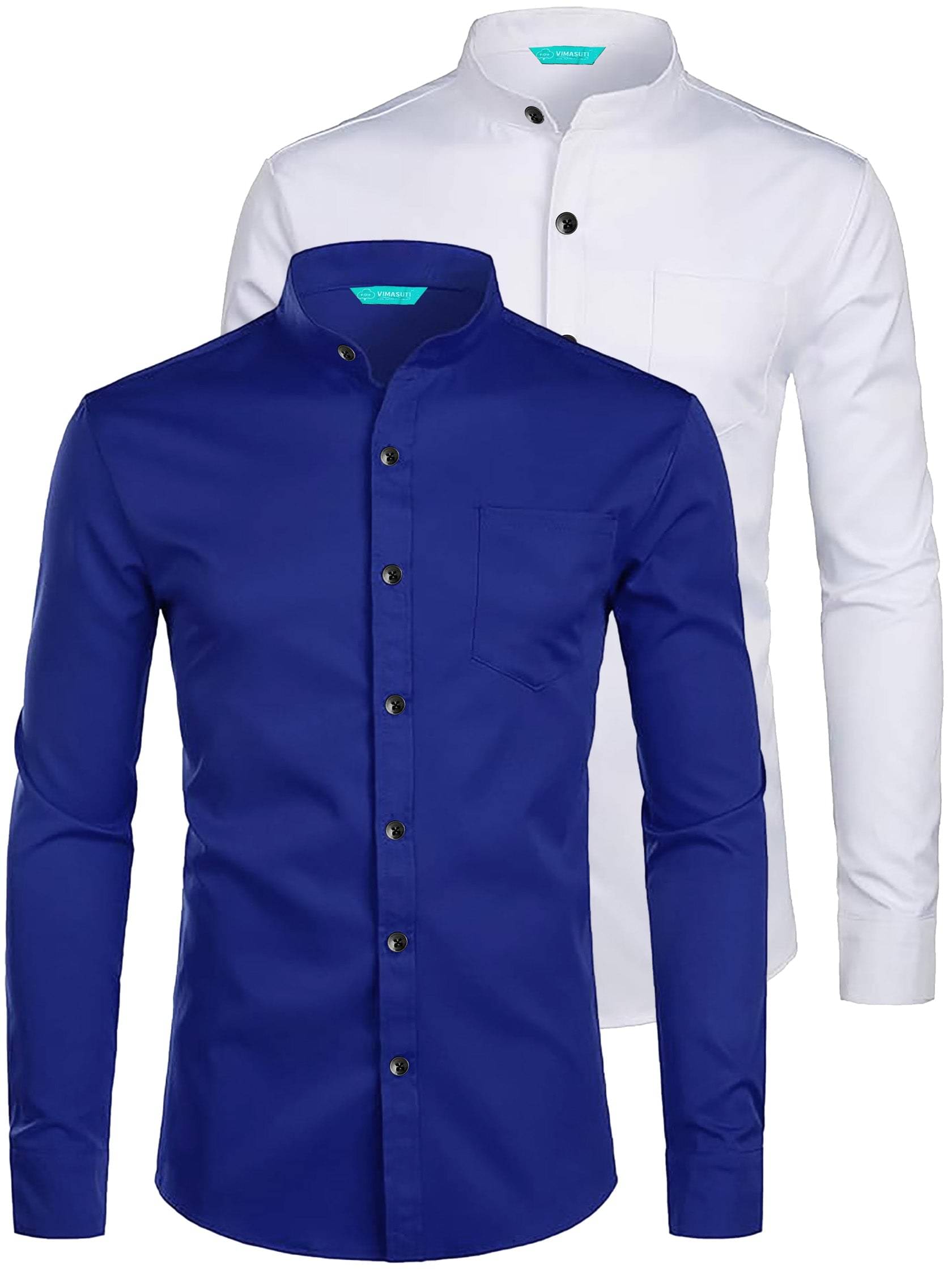 VIMASUTI Cotton Blend Slim Fit Solids Full Sleeves Men's Casual Shirt - Dark Blue ( Pack of 2 ) VIMASUTI Cotton Blend Slim Fit Solids Full Sleeves Men's Casual Shirt - Dark Blue ( Pack of 2 )