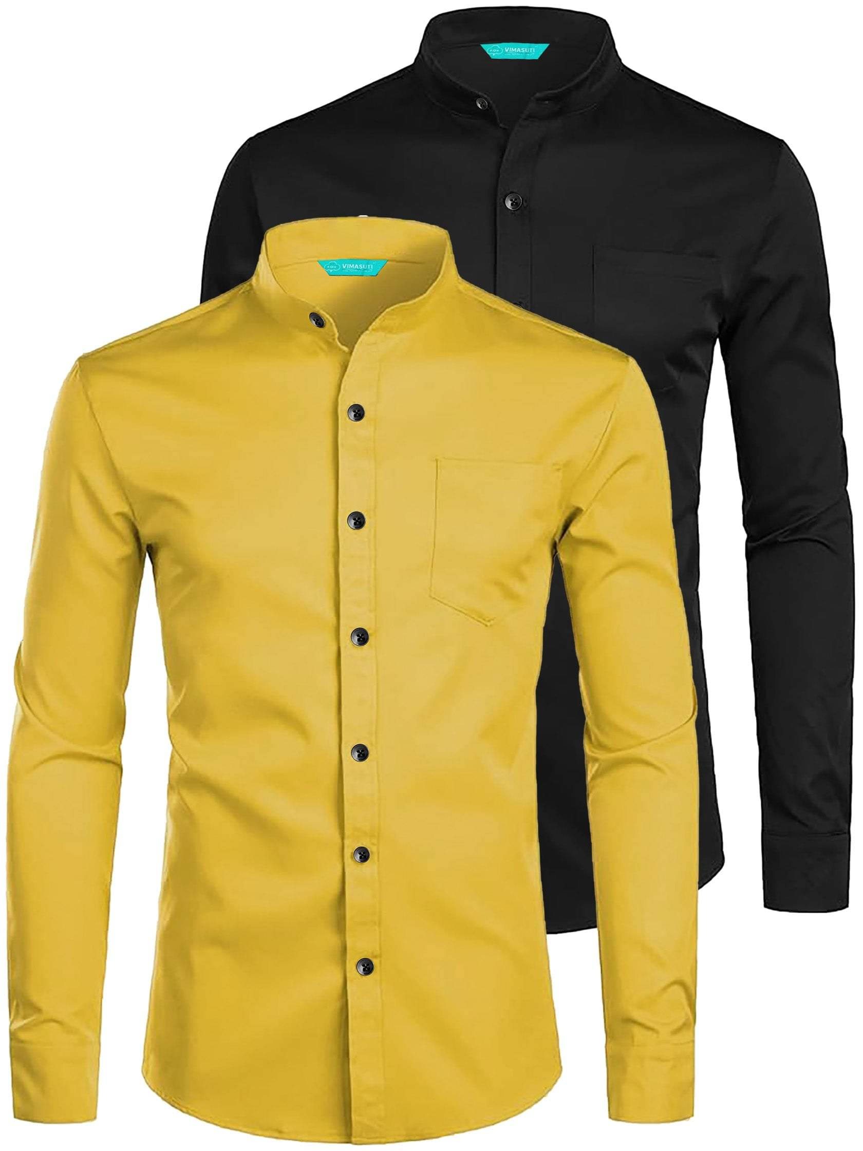 VIMASUTI Cotton Blend Slim Fit Solids Full Sleeves Men's Casual Shirt - Yellow ( Pack of 2 ) VIMASUTI Cotton Blend Slim Fit Solids Full Sleeves Men's Casual Shirt - Yellow ( Pack of 2 )