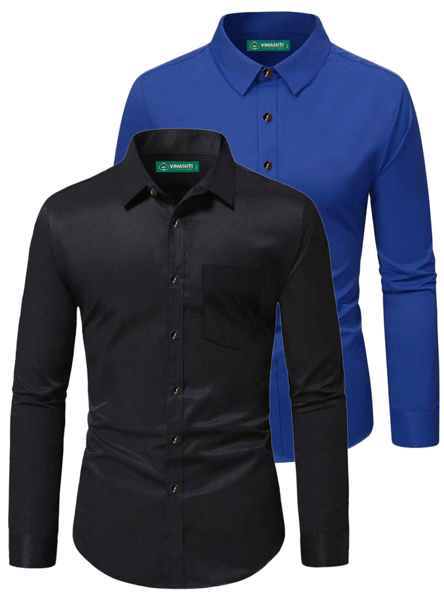     			VIMASUTI Cotton Blend Slim Fit Full Sleeves Men's Formal Shirt - Indigo ( Pack of 2 )