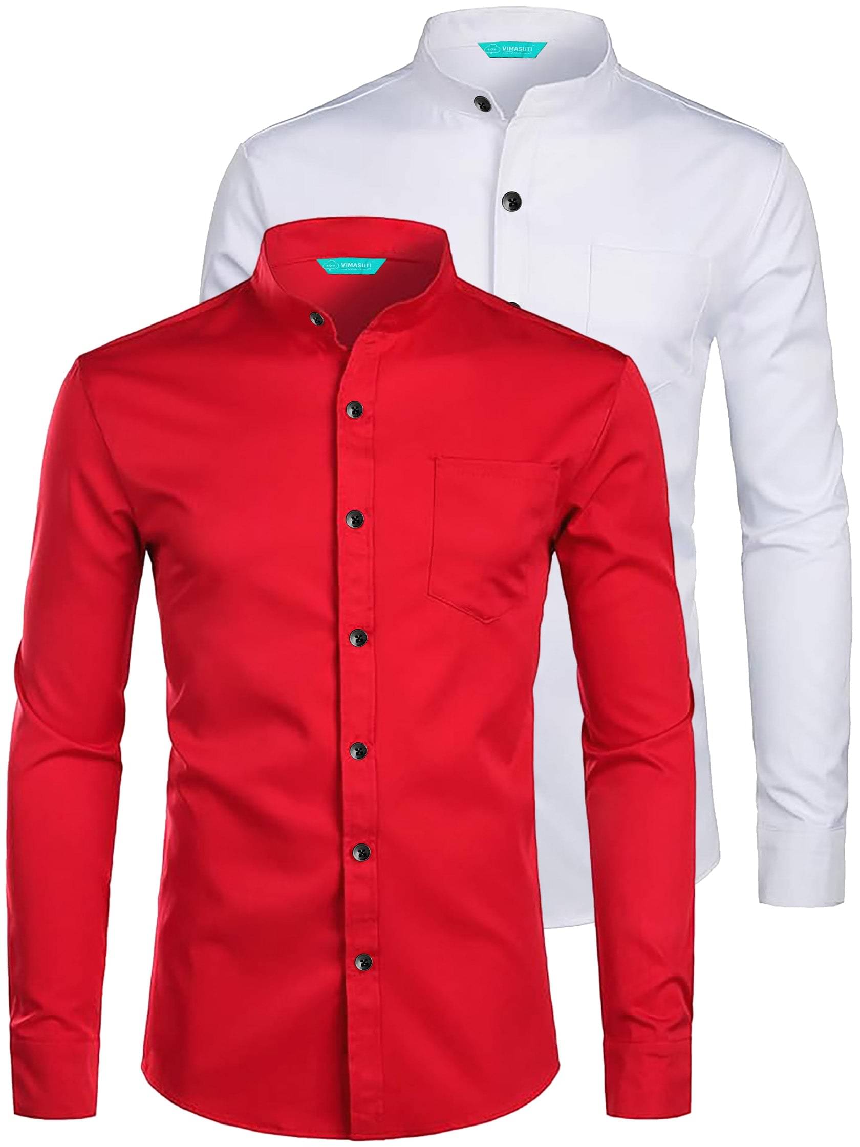 VIMASUTI Cotton Blend Slim Fit Solids Full Sleeves Men's Casual Shirt - Red ( Pack of 2 ) VIMASUTI Cotton Blend Slim Fit Solids Full Sleeves Men's Casual Shirt - Red ( Pack of 2 )