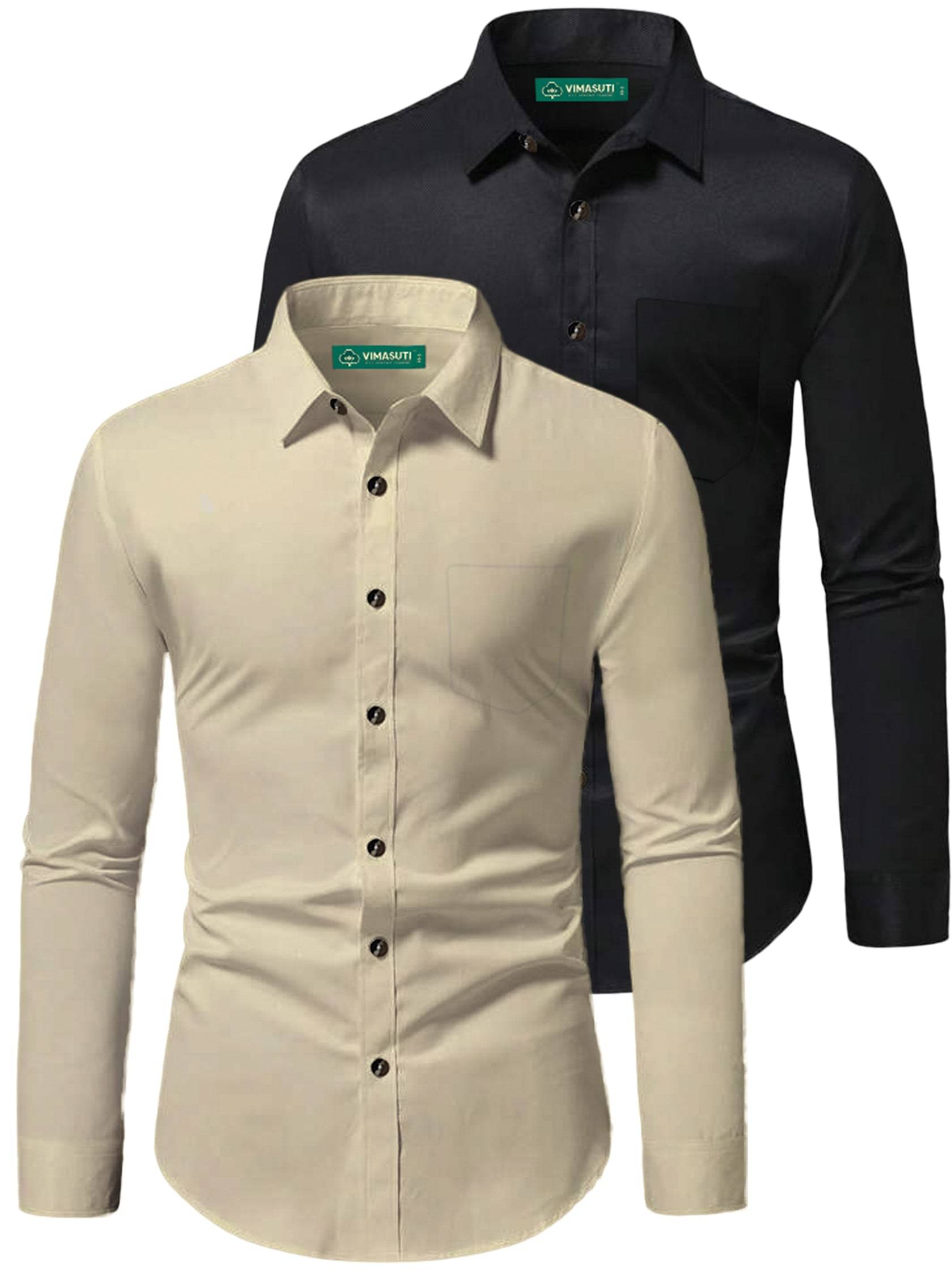 VIMASUTI Cotton Blend Slim Fit Full Sleeves Men's Formal Shirt - Beige ( Pack of 2 ) VIMASUTI Cotton Blend Slim Fit Full Sleeves Men's Formal Shirt - Beige ( Pack of 2 )