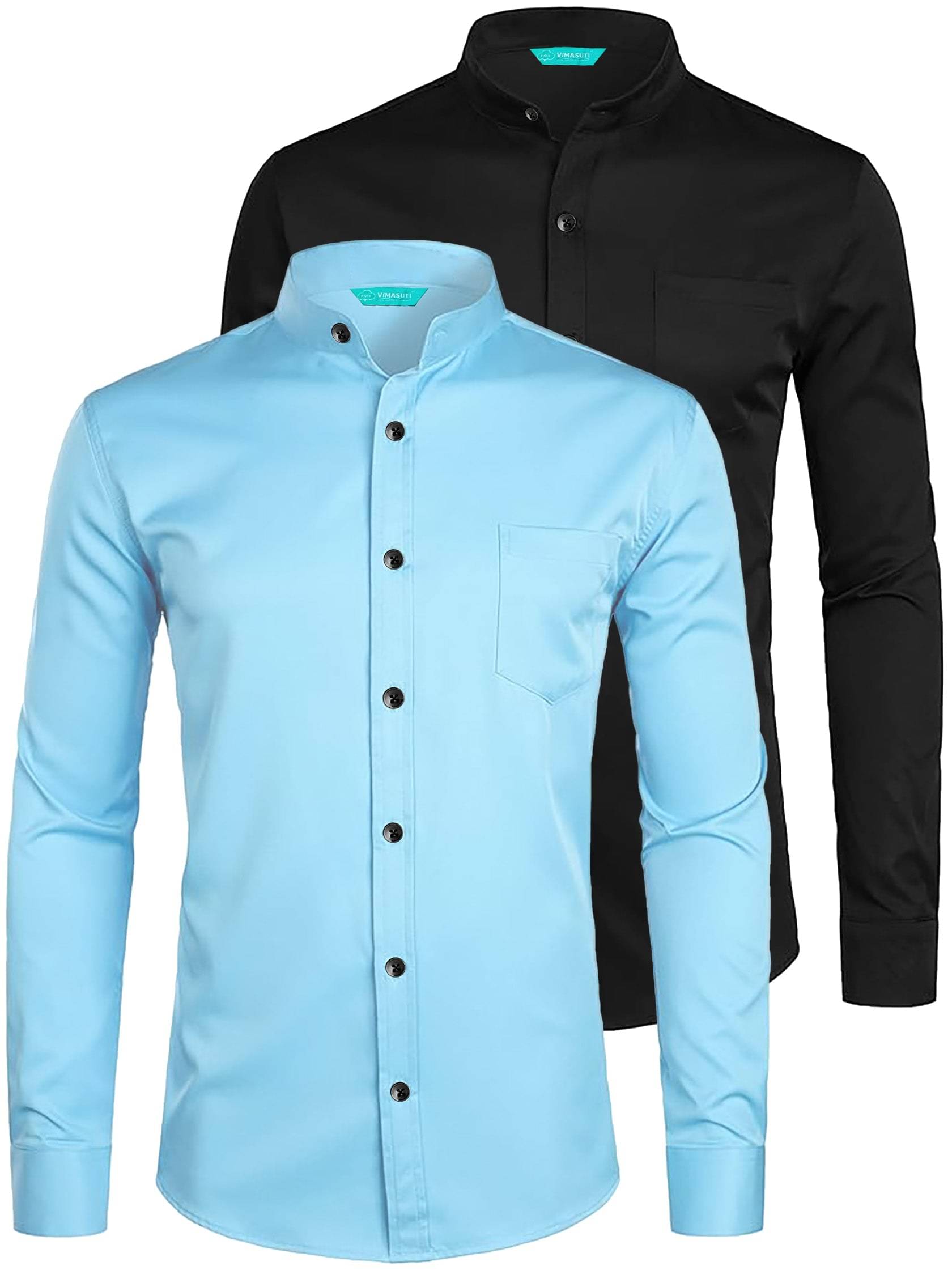 VIMASUTI Cotton Blend Slim Fit Solids Full Sleeves Men's Casual Shirt - Aqua Blue ( Pack of 2 )     			VIMASUTI Cotton Blend Slim Fit Solids Full Sleeves Men's Casual Shirt - Aqua Blue ( Pack of 2 )
