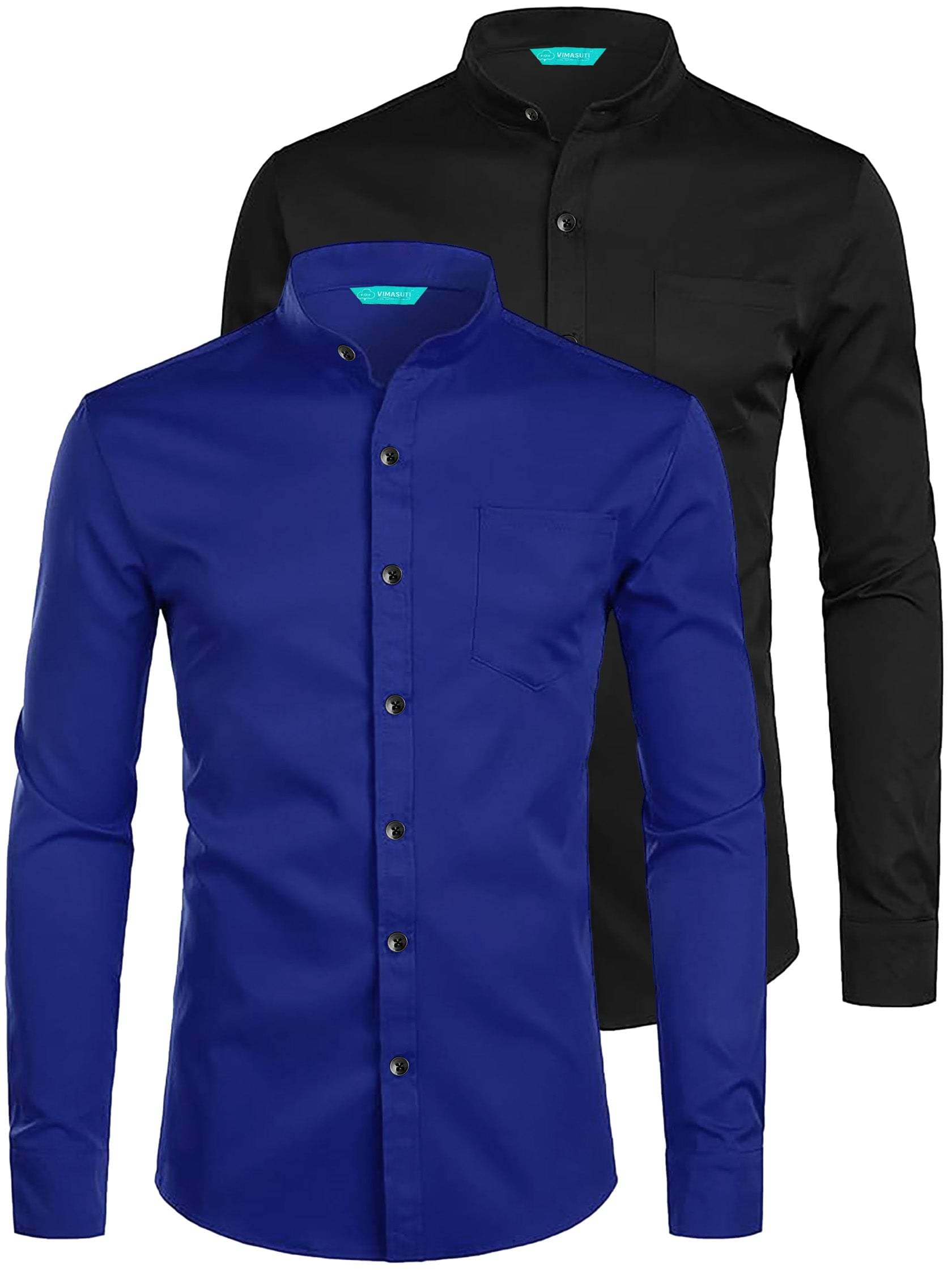 VIMASUTI Cotton Blend Slim Fit Solids Full Sleeves Men's Casual Shirt - Dark Blue ( Pack of 2 ) VIMASUTI Cotton Blend Slim Fit Solids Full Sleeves Men's Casual Shirt - Dark Blue ( Pack of 2 )
