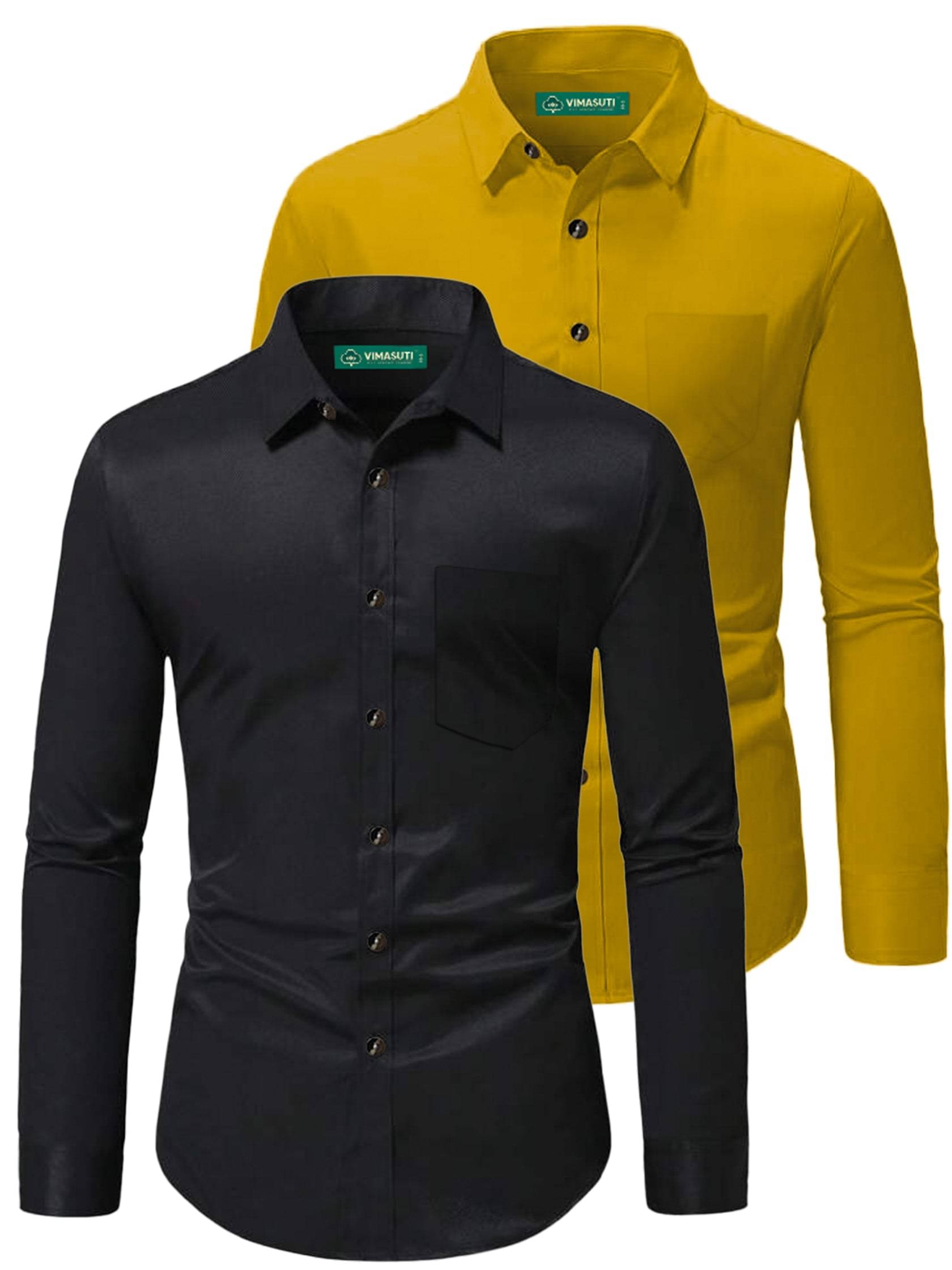     			VIMASUTI Cotton Blend Slim Fit Full Sleeves Men's Formal Shirt - Yellow ( Pack of 2 )
