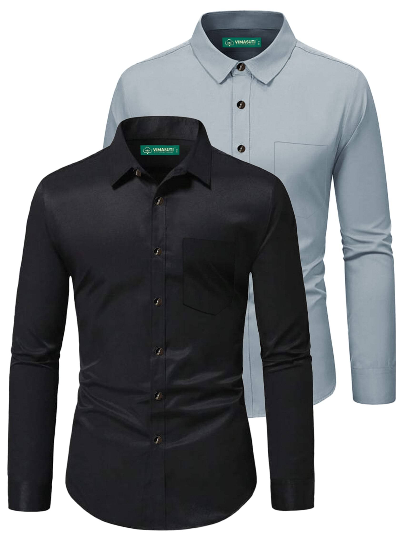     			VIMASUTI Cotton Blend Slim Fit Full Sleeves Men's Formal Shirt - Grey ( Pack of 2 )