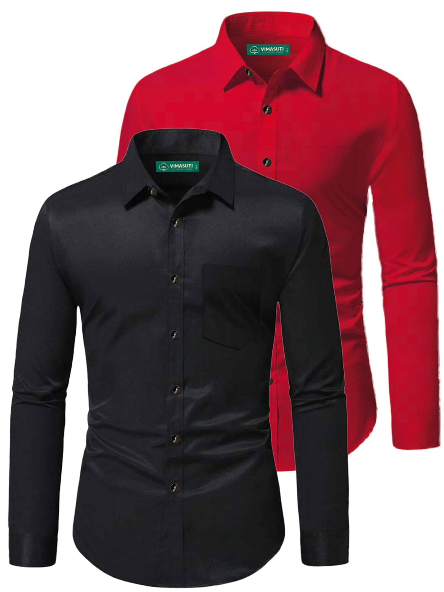 VIMASUTI Cotton Blend Slim Fit Full Sleeves Men's Formal Shirt - Red ( Pack of 2 ) VIMASUTI Cotton Blend Slim Fit Full Sleeves Men's Formal Shirt - Red ( Pack of 2 )