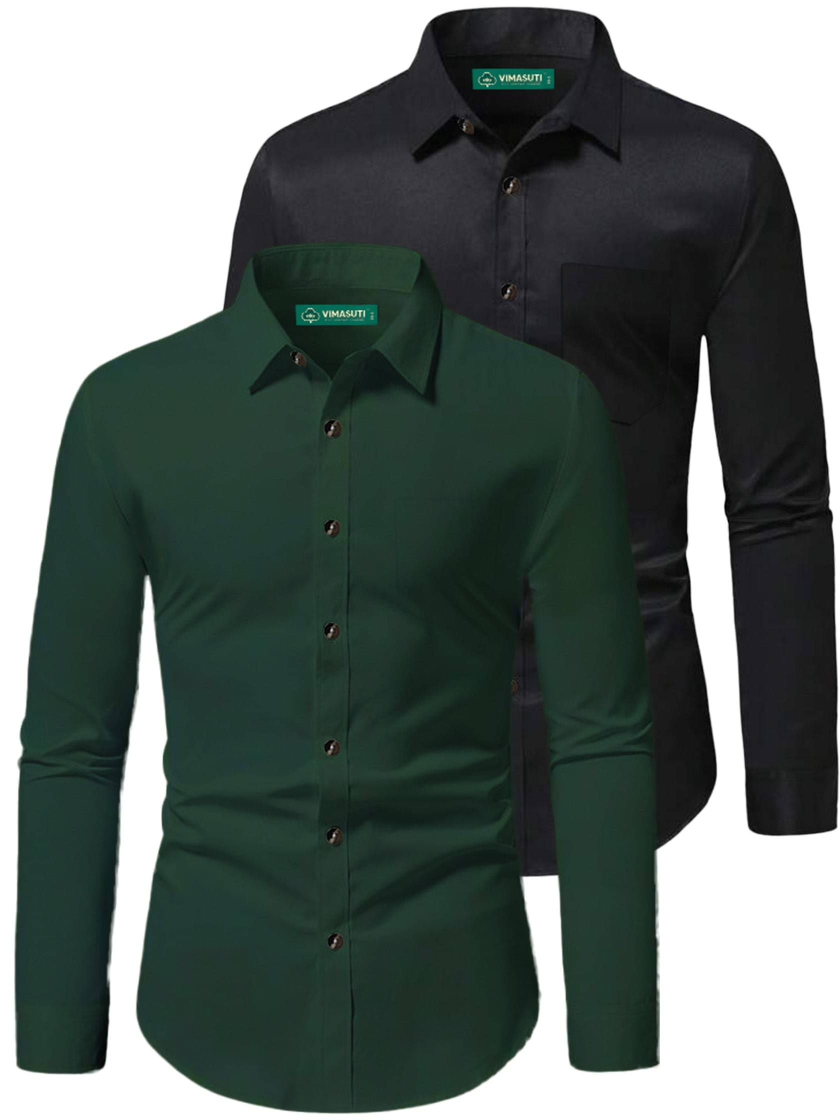 VIMASUTI Cotton Blend Slim Fit Full Sleeves Men's Formal Shirt - Green ( Pack of 2 ) VIMASUTI Cotton Blend Slim Fit Full Sleeves Men's Formal Shirt - Green ( Pack of 2 )