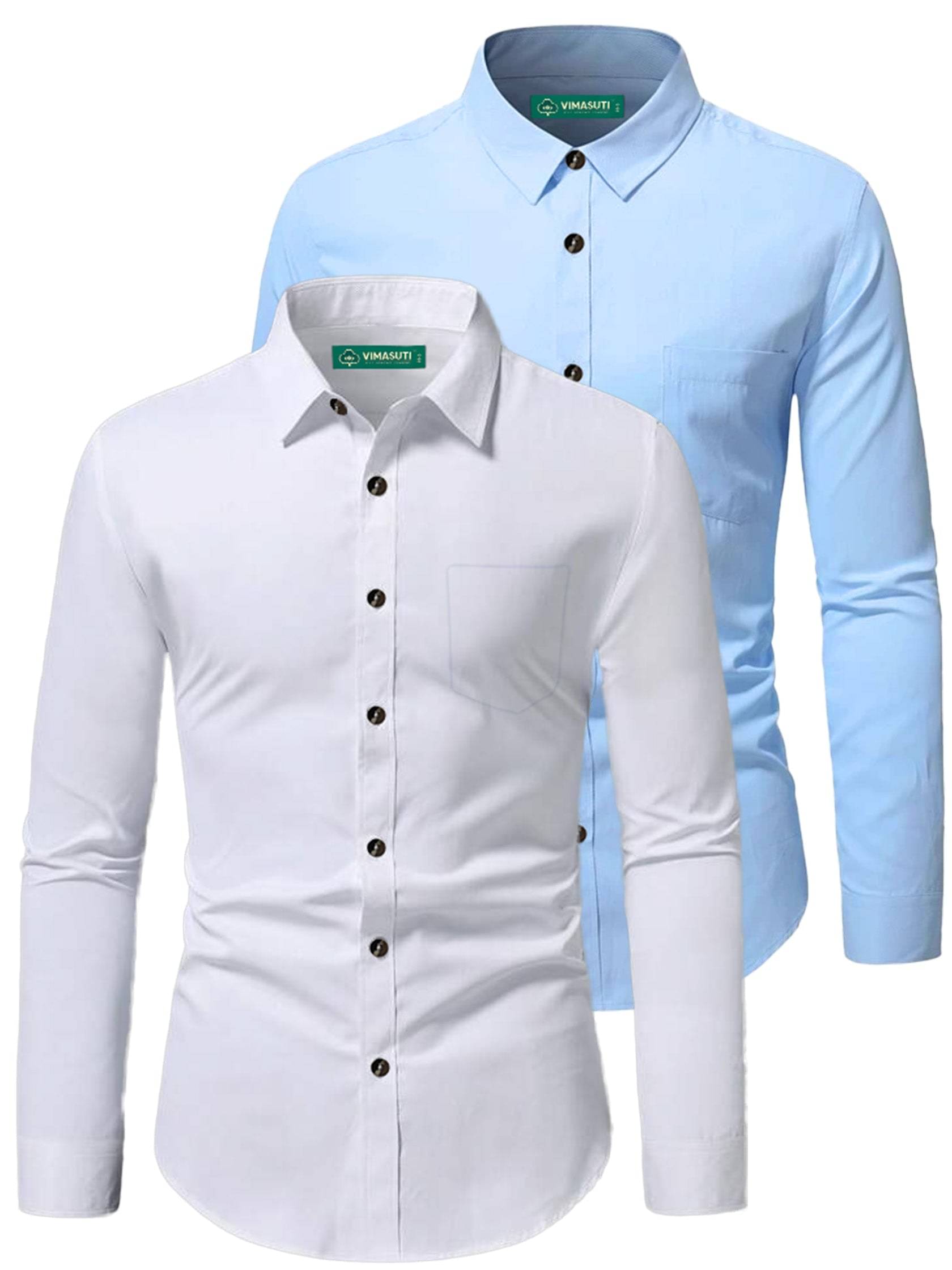 VIMASUTI Cotton Blend Slim Fit Full Sleeves Men's Formal Shirt - Mint Green ( Pack of 2 ) VIMASUTI Cotton Blend Slim Fit Full Sleeves Men's Formal Shirt - Mint Green ( Pack of 2 )