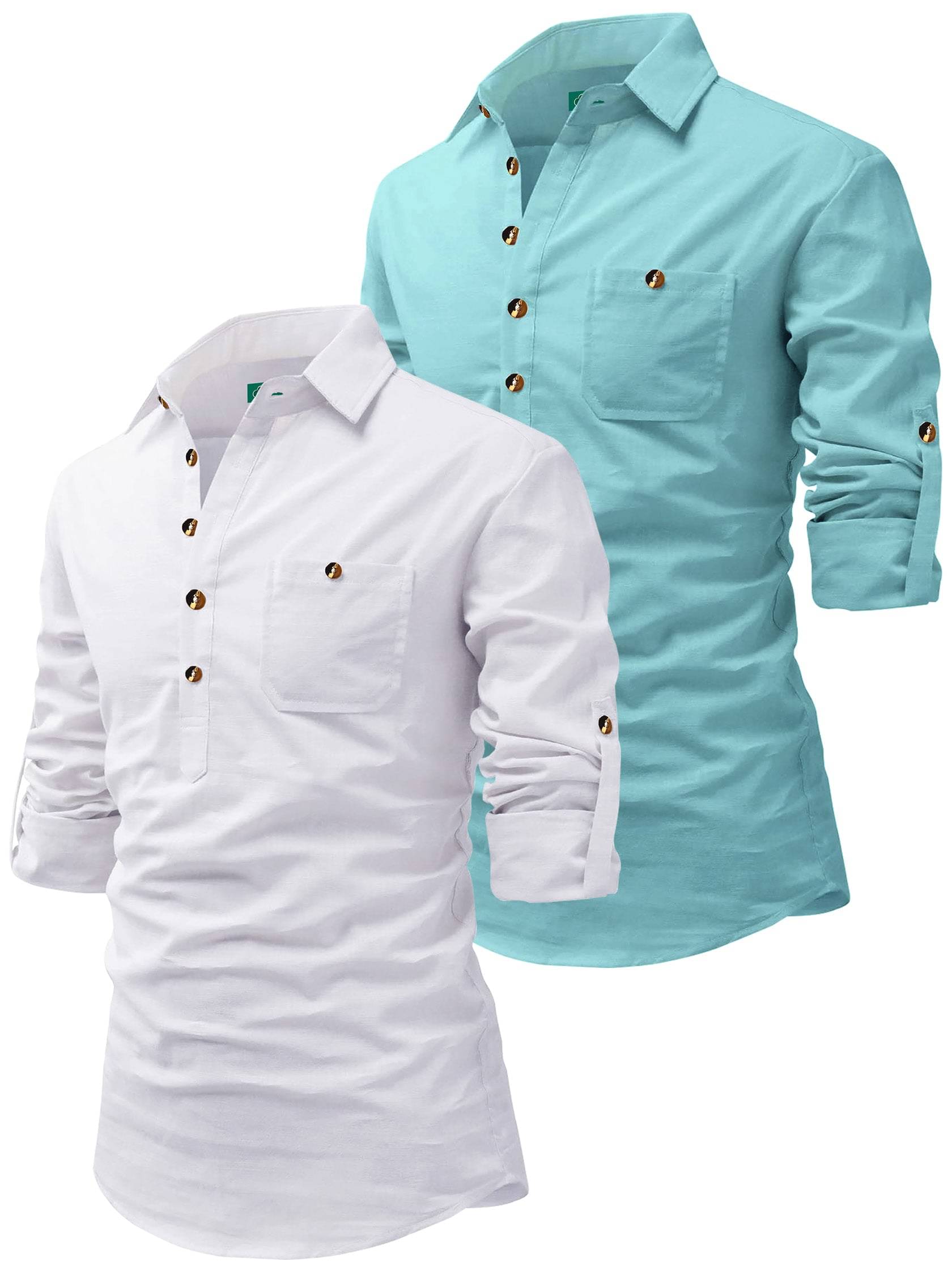 VIMASUTI Light Green Cotton Men's Regular Kurta ( Pack of 2 ) VIMASUTI Light Green Cotton Men's Regular Kurta ( Pack of 2 )