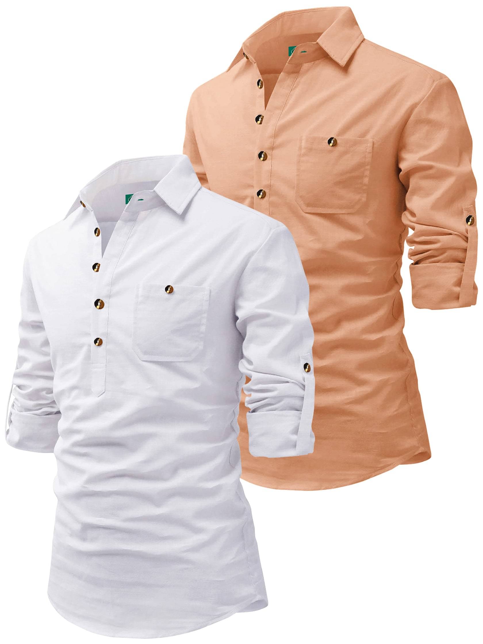     			VIMASUTI Orange Cotton Men's Regular Kurta ( Pack of 2 )