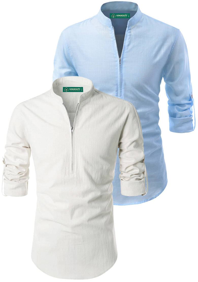 VIMASUTI Sky Blue Cotton Men's Regular Kurta ( Pack of 2 ) VIMASUTI Sky Blue Cotton Men's Regular Kurta ( Pack of 2 )