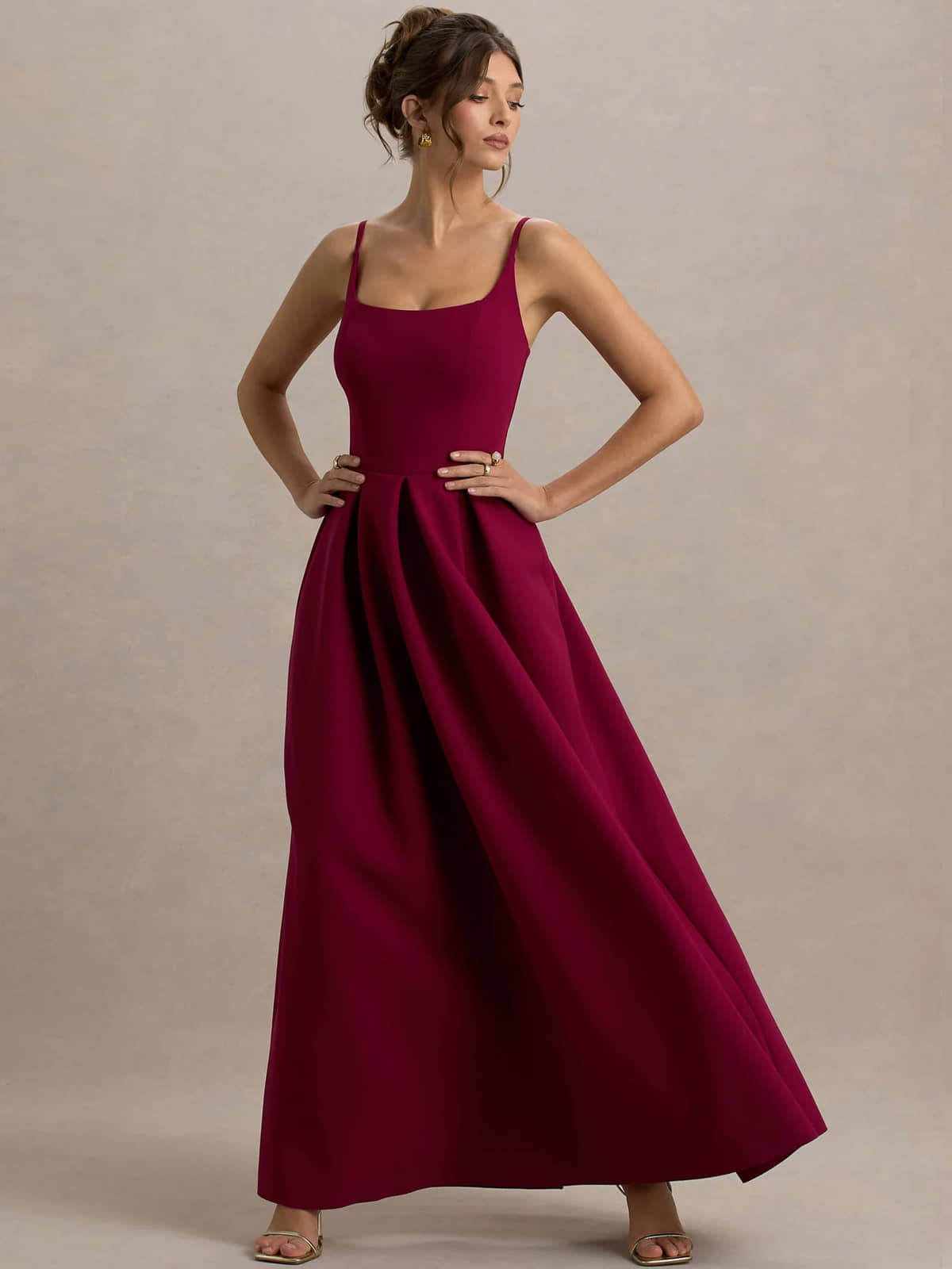 clafoutis Women Elastane Solid Gown ( Black )