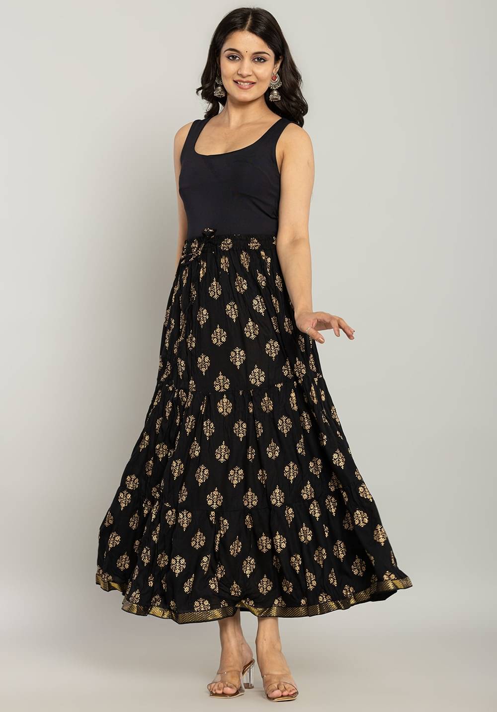 yashiv Black Rayon Women's Flared Skirt ( Pack of 1 ) yashiv Black Rayon Women's Flared Skirt ( Pack of 1 )
