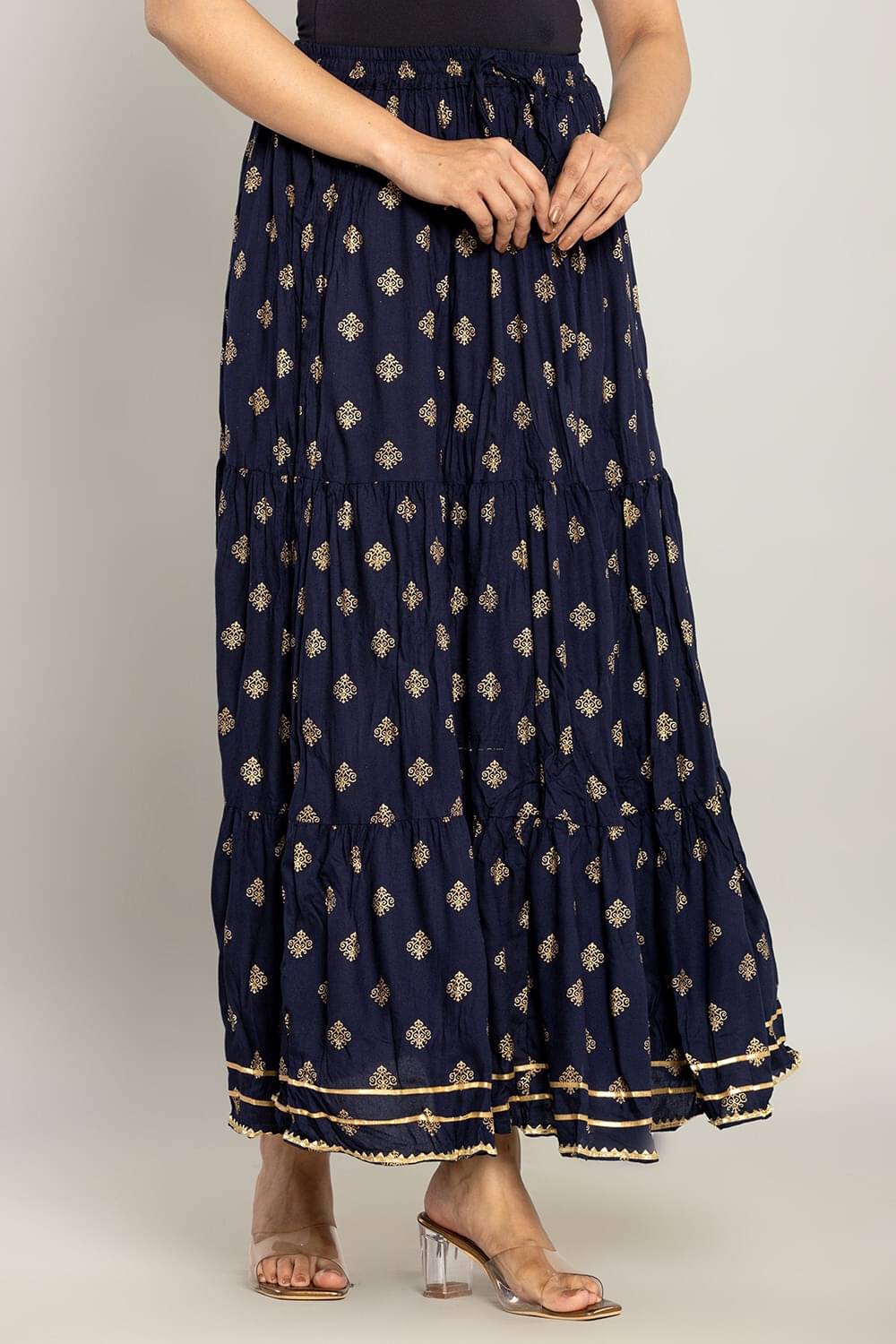 yashiv Blue Cotton Women's Flared Skirt ( Pack of 1 ) yashiv Blue Cotton Women's Flared Skirt ( Pack of 1 )